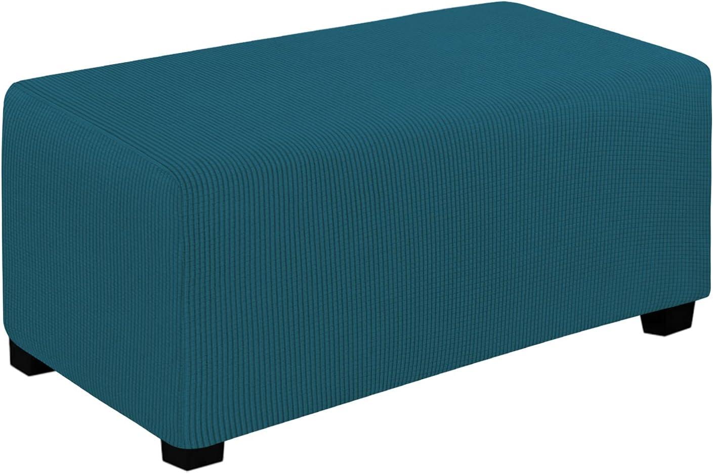 image:imageEasyGoing Stretch Ottoman Cover Length 2030in Folding Storage Stool Furniture Protector Soft Rectangle slipcover with Elastic BottomOttoman SmallDark GreyPeacock Blue