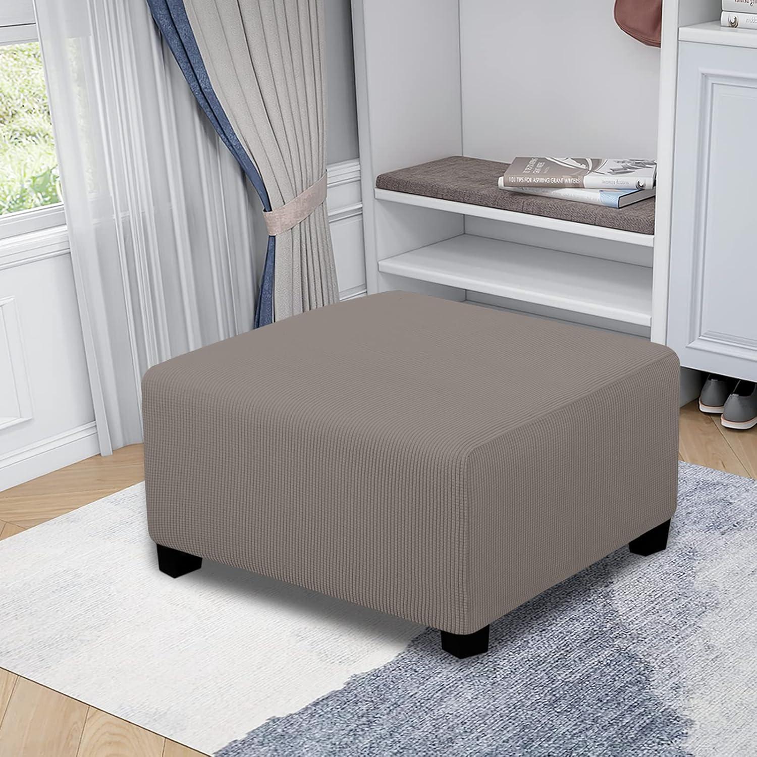 image:imageEasyGoing Stretch Ottoman Cover Length 2030in Folding Storage Stool Furniture Protector Soft Rectangle slipcover with Elastic BottomOttoman SmallDark GreyTaupe