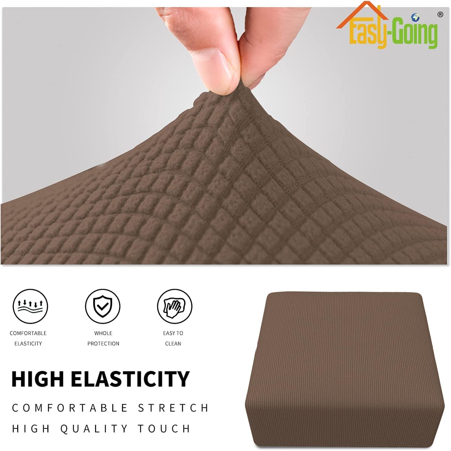 image:imageEasyGoing Stretch Ottoman Cover Length 2030in Folding Storage Stool Furniture Protector Soft Rectangle slipcover with Elastic BottomOttoman SmallDark GreyBrown