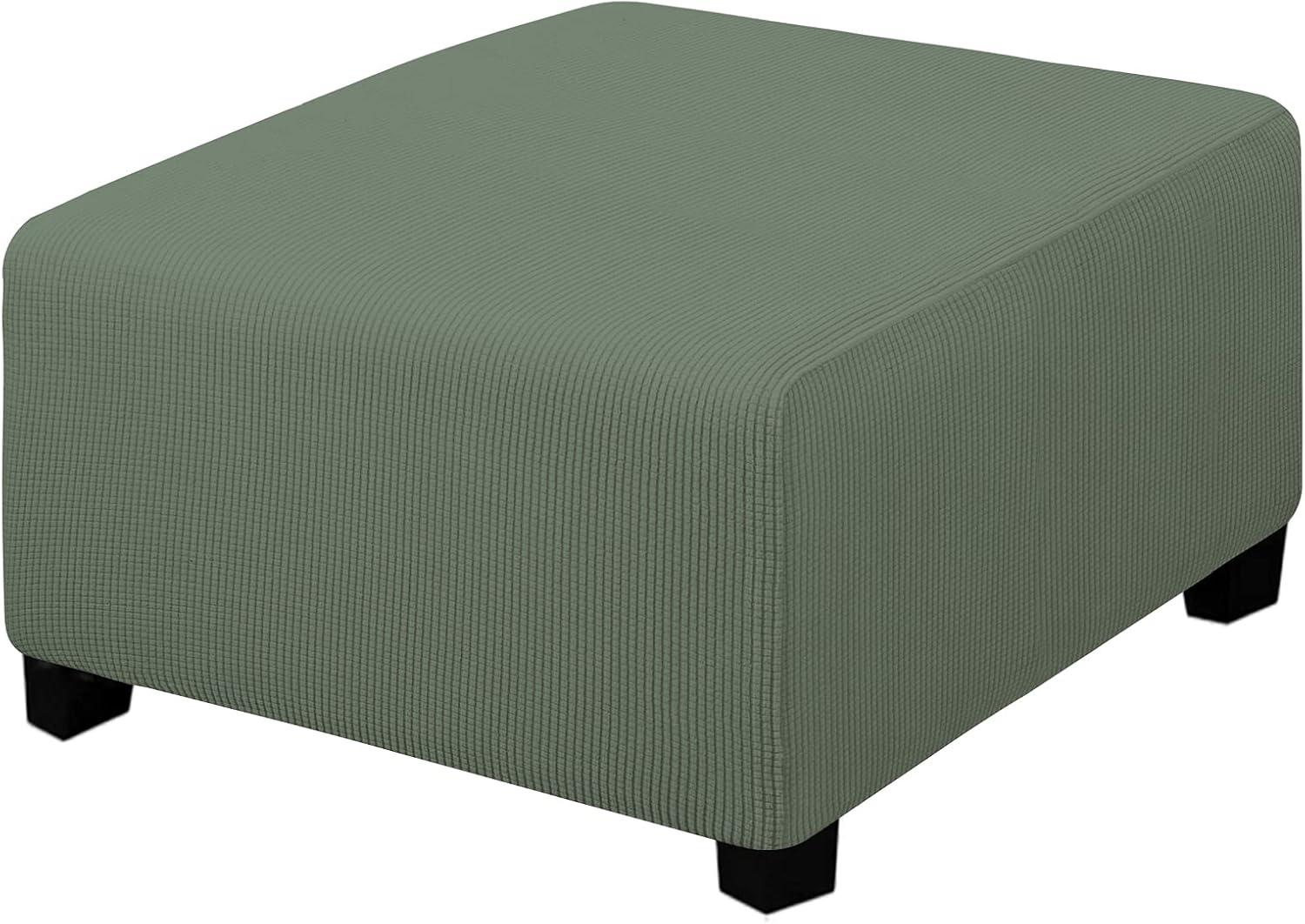 image:imageEasyGoing Stretch Ottoman Cover Length 2030in Folding Storage Stool Furniture Protector Soft Rectangle slipcover with Elastic BottomOttoman SmallDark GreyGreyish Green
