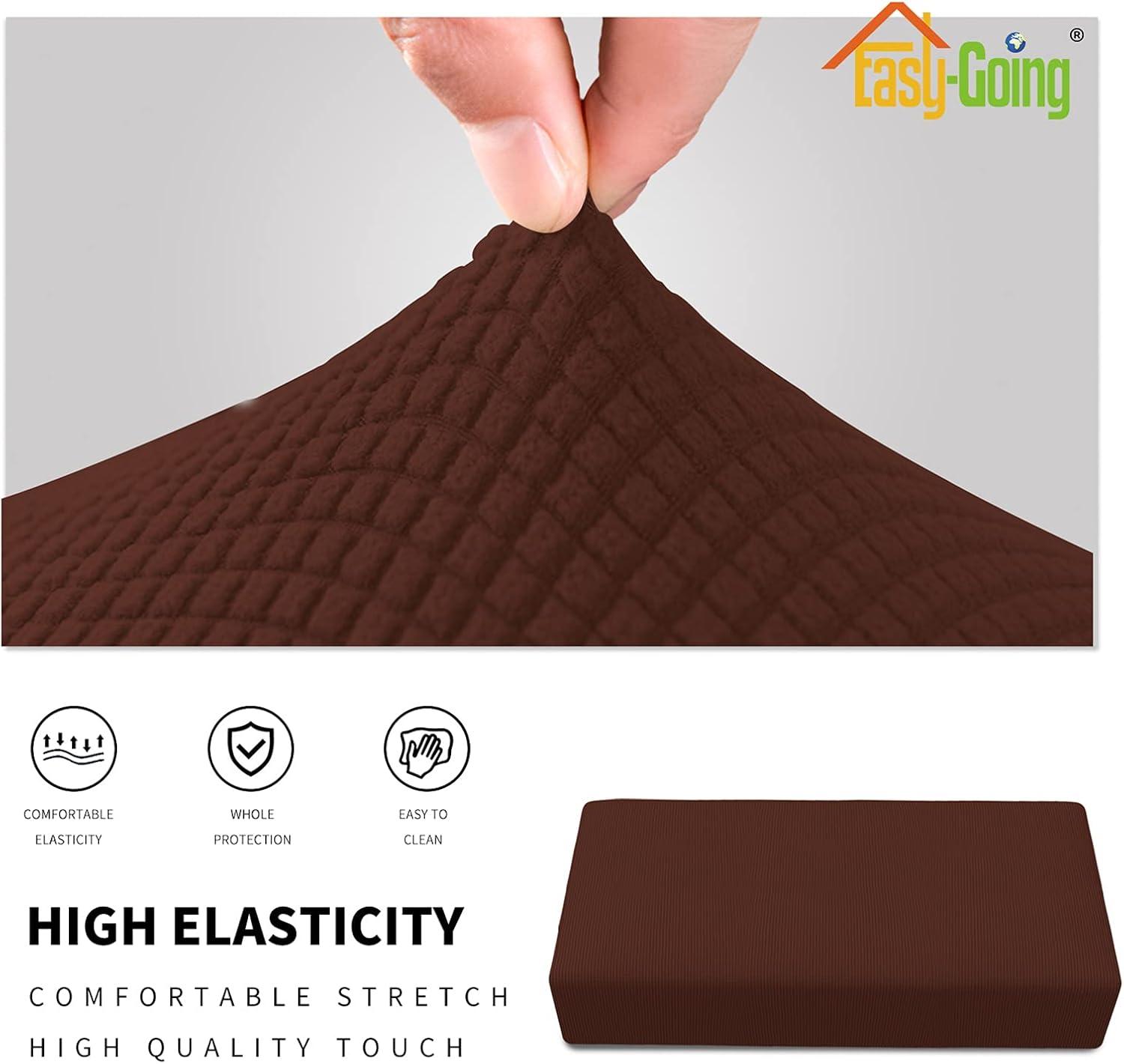 image:imageEasyGoing Stretch Ottoman Cover Length 2030in Folding Storage Stool Furniture Protector Soft Rectangle slipcover with Elastic BottomOttoman SmallDark GreyCoffee