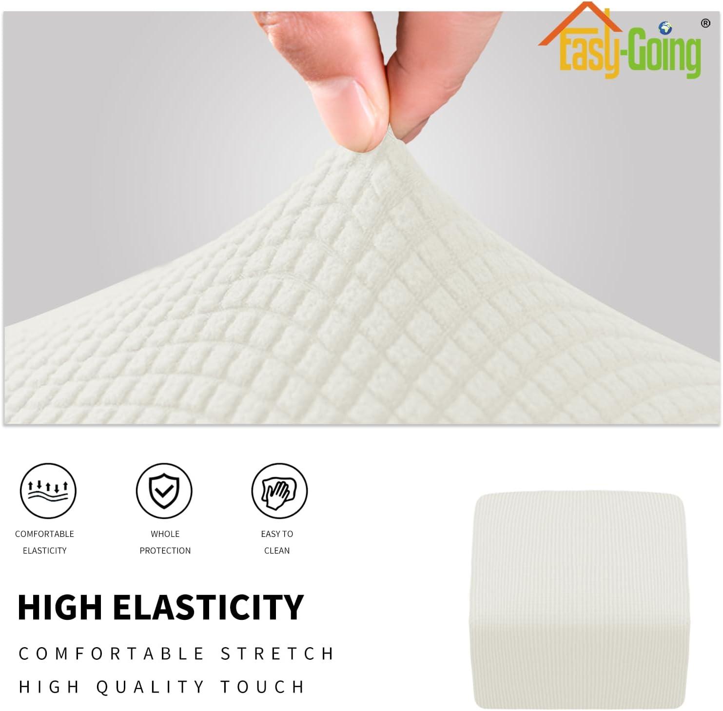 image:imageEasyGoing Stretch Ottoman Cover Length 2030in Folding Storage Stool Furniture Protector Soft Rectangle slipcover with Elastic BottomOttoman SmallDark GreyCream