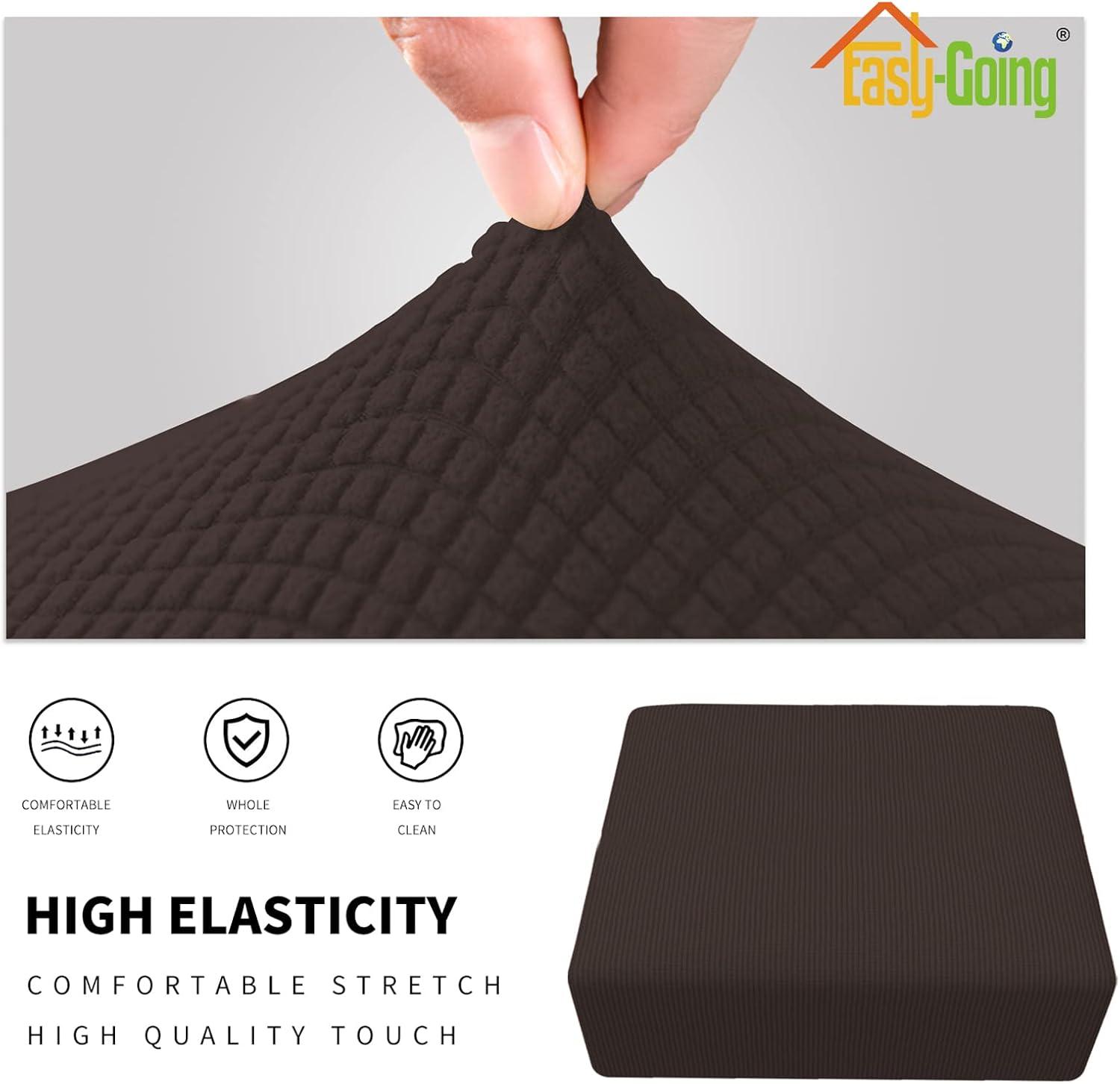 image:imageEasyGoing Stretch Ottoman Cover Length 2030in Folding Storage Stool Furniture Protector Soft Rectangle slipcover with Elastic BottomOttoman SmallDark GreyChocolate