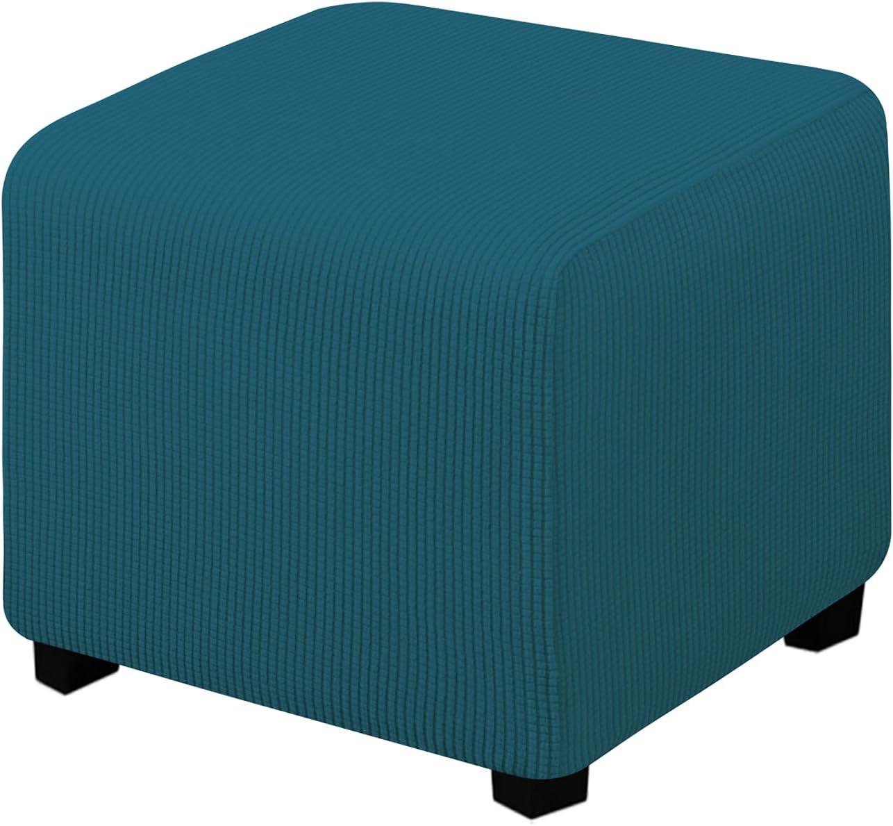 image:imageEasyGoing Stretch Ottoman Cover Length 2030in Folding Storage Stool Furniture Protector Soft Rectangle slipcover with Elastic BottomOttoman SmallDark GreyPeacock Blue