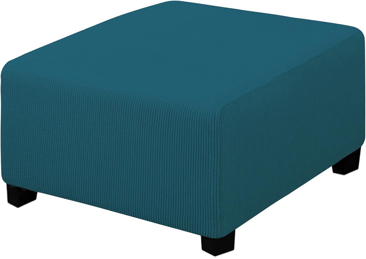 image:imageEasyGoing Stretch Ottoman Cover Length 2030in Folding Storage Stool Furniture Protector Soft Rectangle slipcover with Elastic BottomOttoman SmallDark GreyPeacock Blue