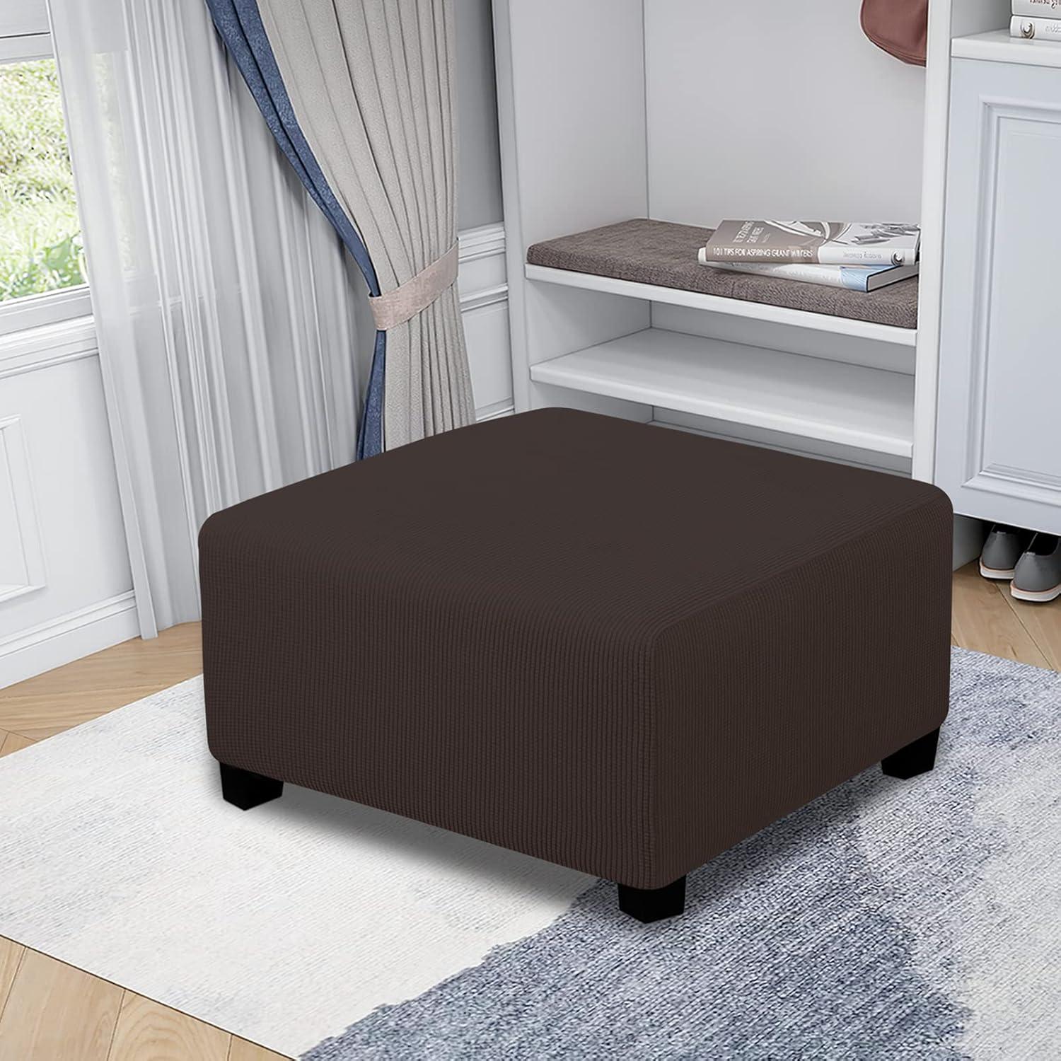 image:imageEasyGoing Stretch Ottoman Cover Length 2030in Folding Storage Stool Furniture Protector Soft Rectangle slipcover with Elastic BottomOttoman SmallDark GreyChocolate