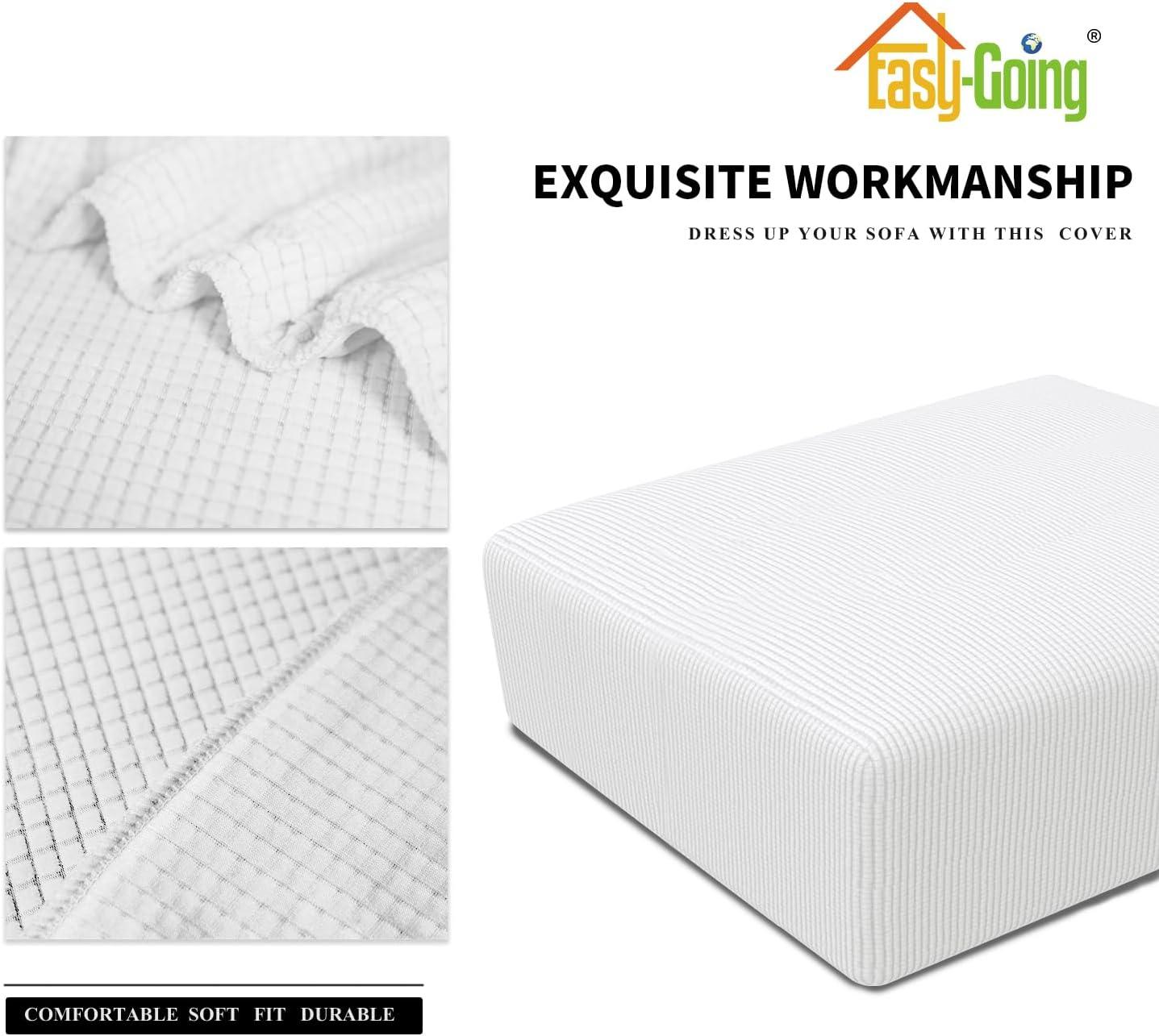 image:imageEasyGoing Stretch Ottoman Cover Length 2030in Folding Storage Stool Furniture Protector Soft Rectangle slipcover with Elastic BottomOttoman SmallDark GreySnow White