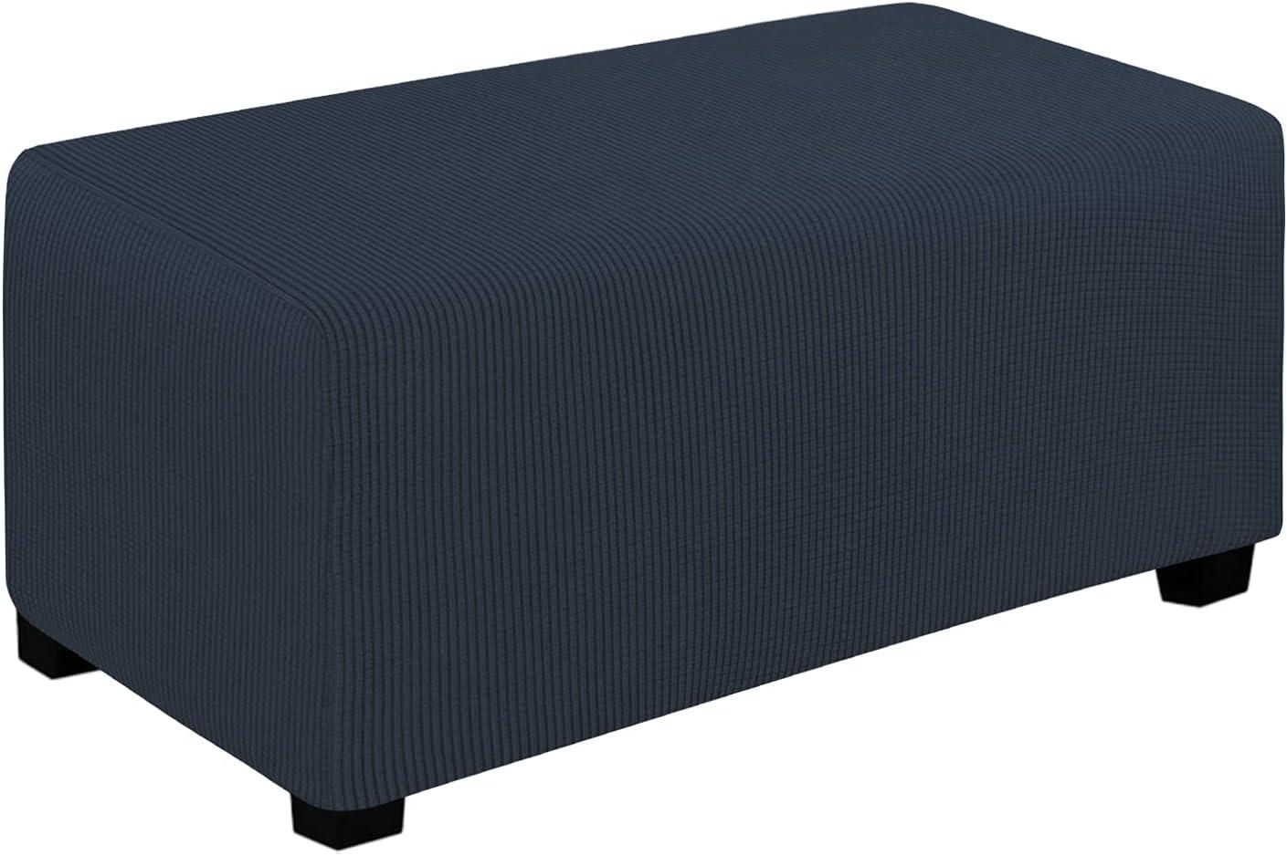 image:imageEasyGoing Stretch Ottoman Cover Length 2030in Folding Storage Stool Furniture Protector Soft Rectangle slipcover with Elastic BottomOttoman SmallDark GreyDark Blue