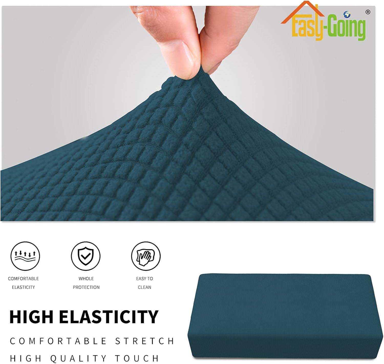 image:imageEasyGoing Stretch Ottoman Cover Length 2030in Folding Storage Stool Furniture Protector Soft Rectangle slipcover with Elastic BottomOttoman SmallDark GreyDeep Teal