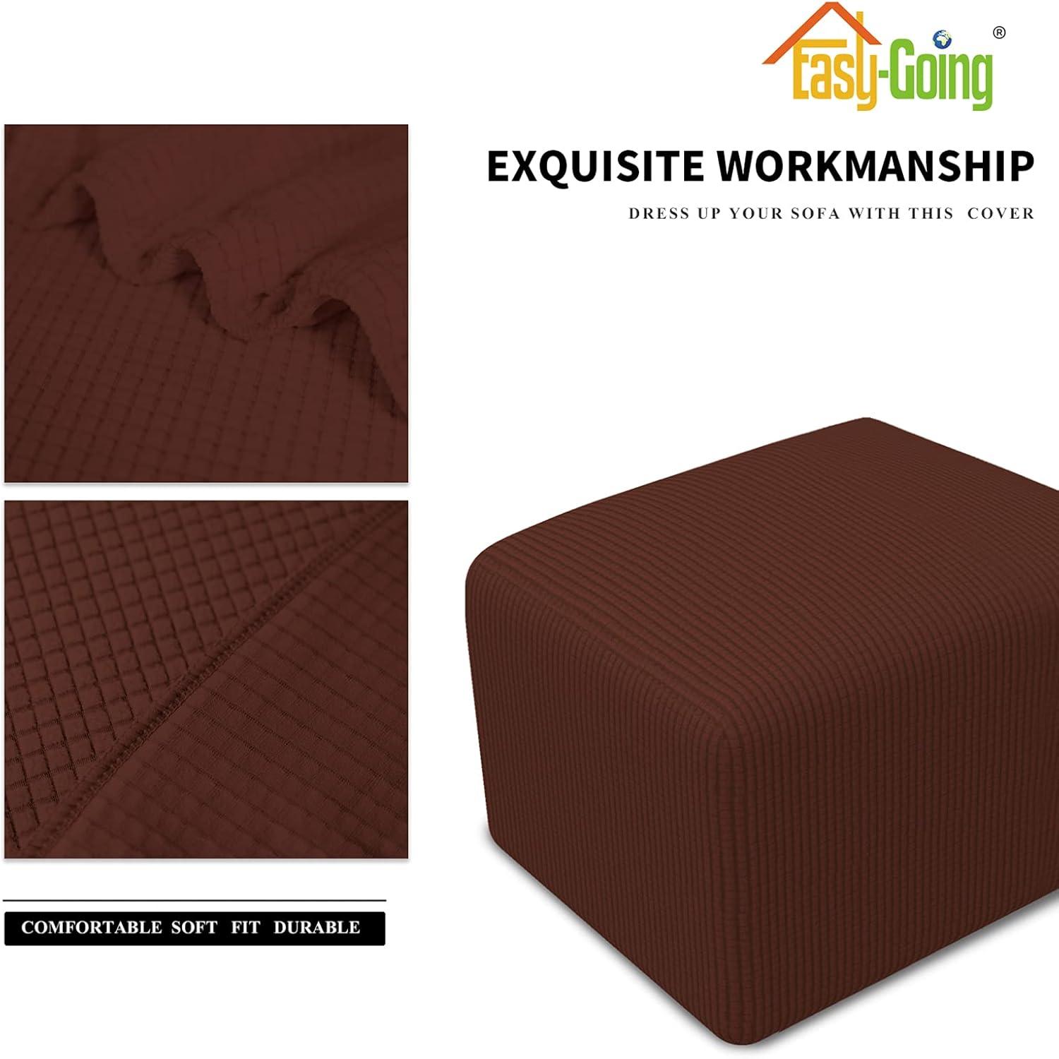 image:imageEasyGoing Stretch Ottoman Cover Length 2030in Folding Storage Stool Furniture Protector Soft Rectangle slipcover with Elastic BottomOttoman SmallDark GreyCoffee