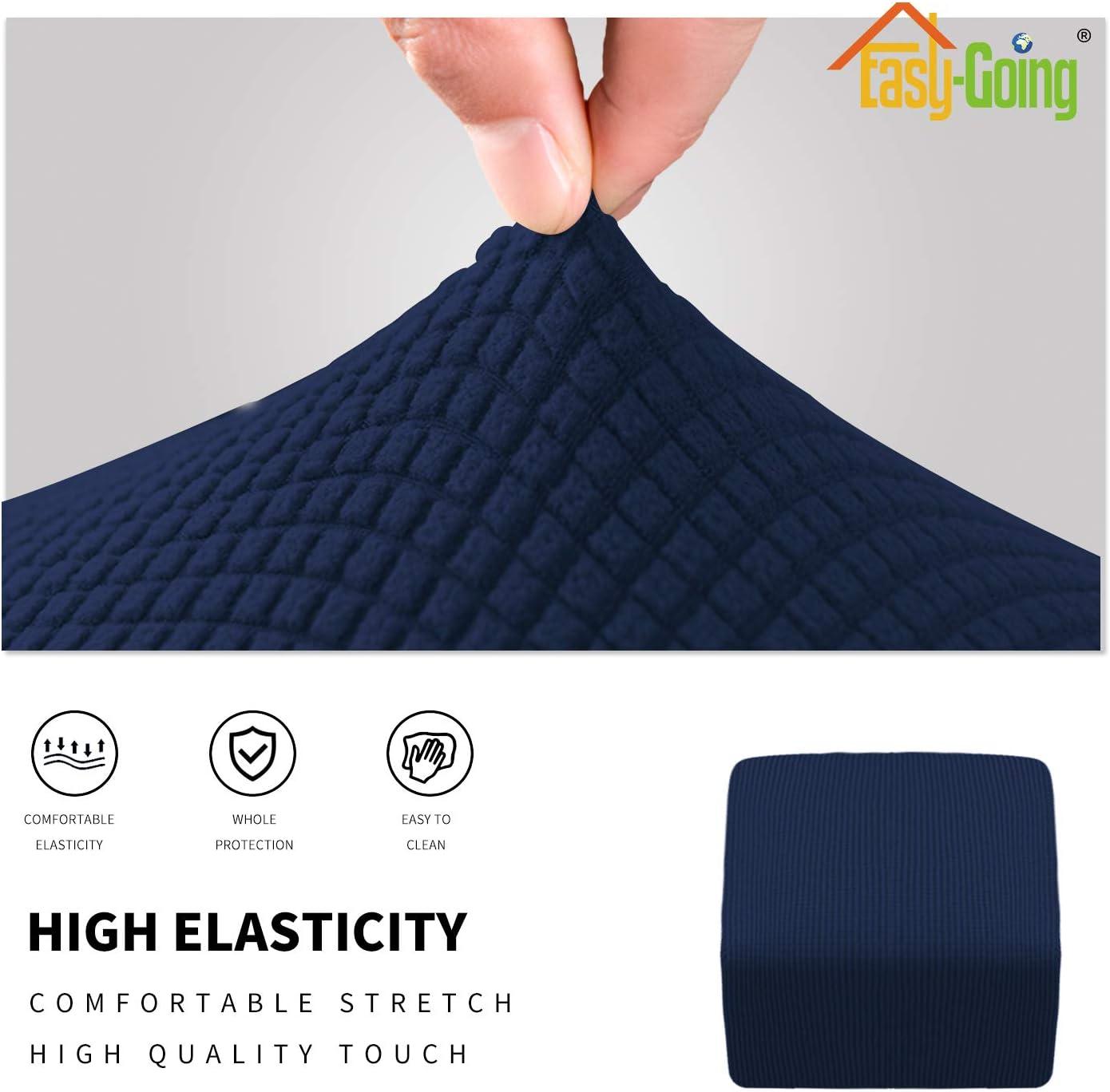 image:imageEasyGoing Stretch Ottoman Cover Length 2030in Folding Storage Stool Furniture Protector Soft Rectangle slipcover with Elastic BottomOttoman SmallDark GreyNavy
