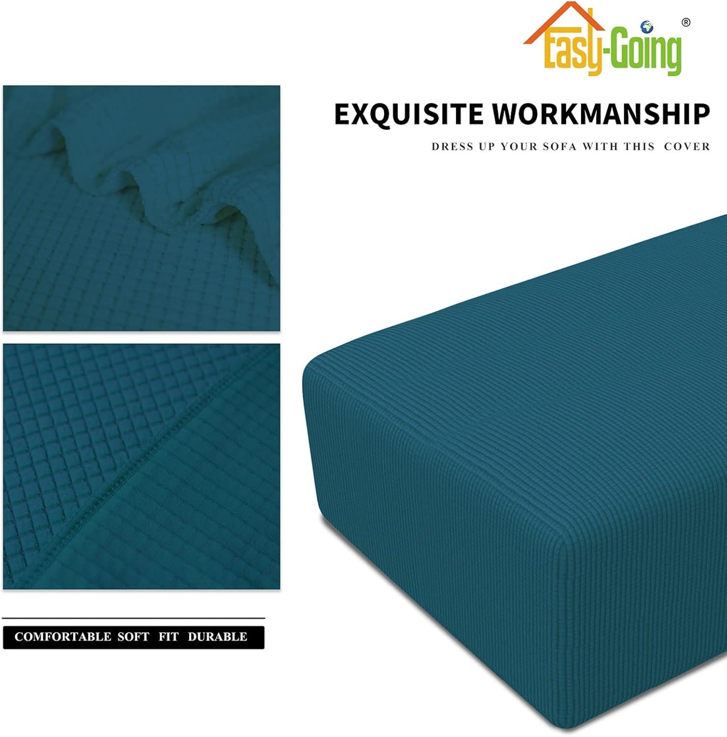 image:imageEasyGoing Stretch Ottoman Cover Length 2030in Folding Storage Stool Furniture Protector Soft Rectangle slipcover with Elastic BottomOttoman SmallDark GreyPeacock Blue