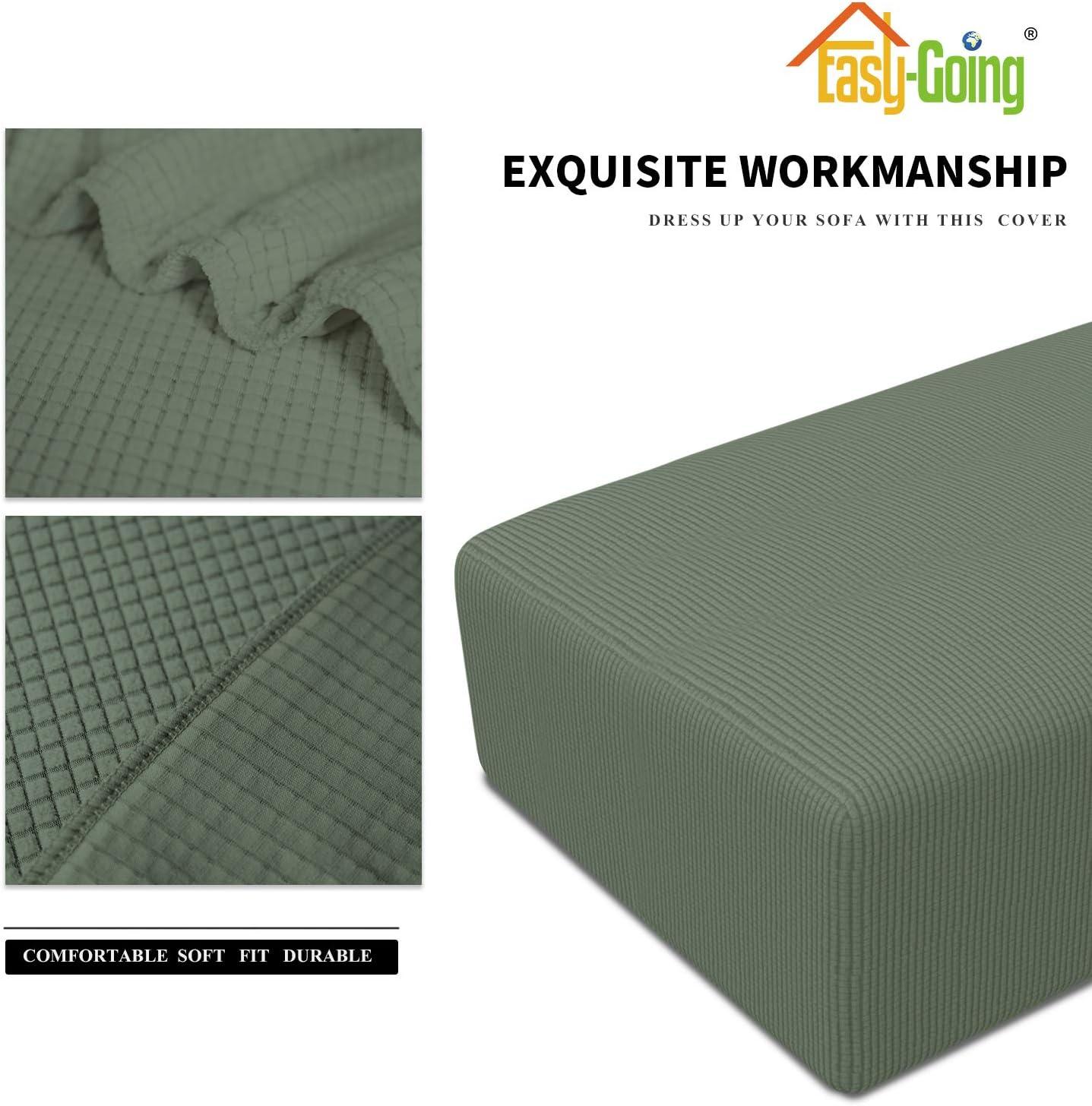 image:imageEasyGoing Stretch Ottoman Cover Length 2030in Folding Storage Stool Furniture Protector Soft Rectangle slipcover with Elastic BottomOttoman SmallDark GreyGreyish Green