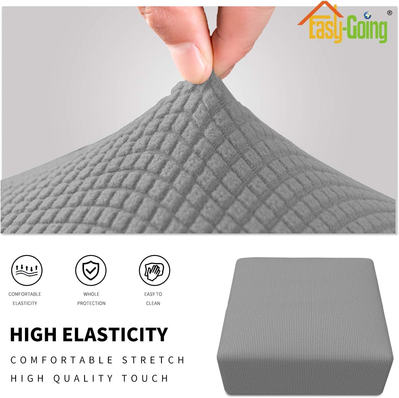 image:imageEasyGoing Stretch Ottoman Cover Length 2030in Folding Storage Stool Furniture Protector Soft Rectangle slipcover with Elastic BottomOttoman SmallDark GreyLight Gray