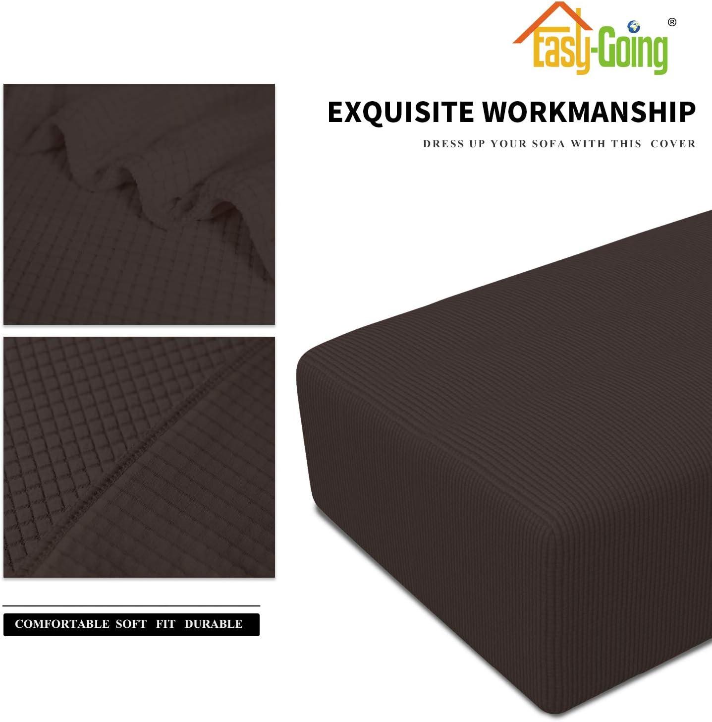 image:imageEasyGoing Stretch Ottoman Cover Length 2030in Folding Storage Stool Furniture Protector Soft Rectangle slipcover with Elastic BottomOttoman SmallDark GreyChocolate