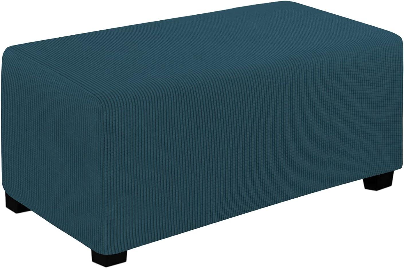 image:imageEasyGoing Stretch Ottoman Cover Length 2030in Folding Storage Stool Furniture Protector Soft Rectangle slipcover with Elastic BottomOttoman SmallDark GreyDeep Teal