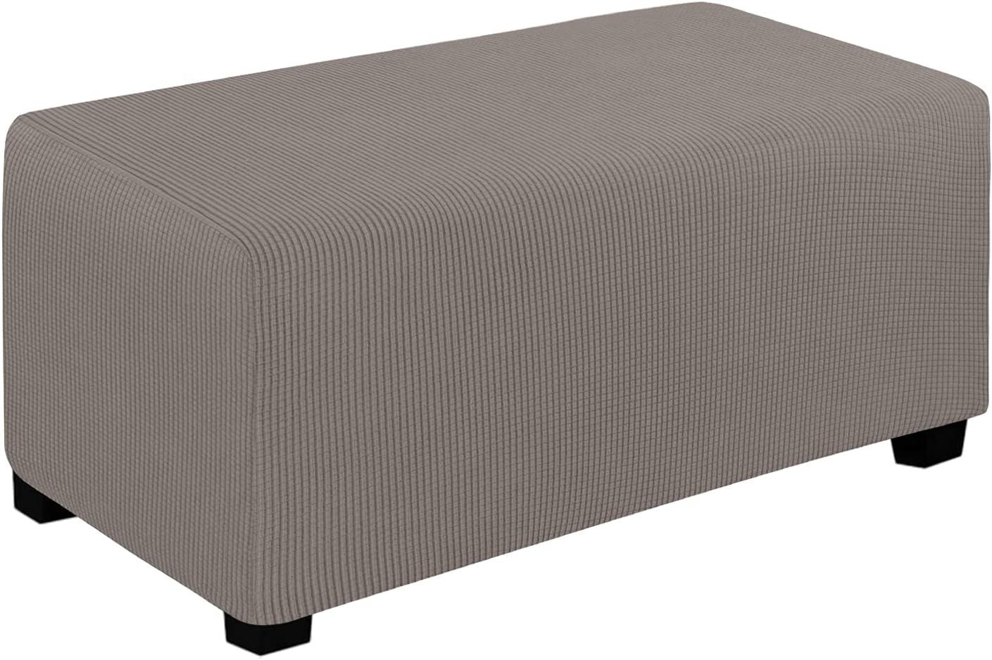 image:imageEasyGoing Stretch Ottoman Cover Length 2030in Folding Storage Stool Furniture Protector Soft Rectangle slipcover with Elastic BottomOttoman SmallDark GreyTaupe