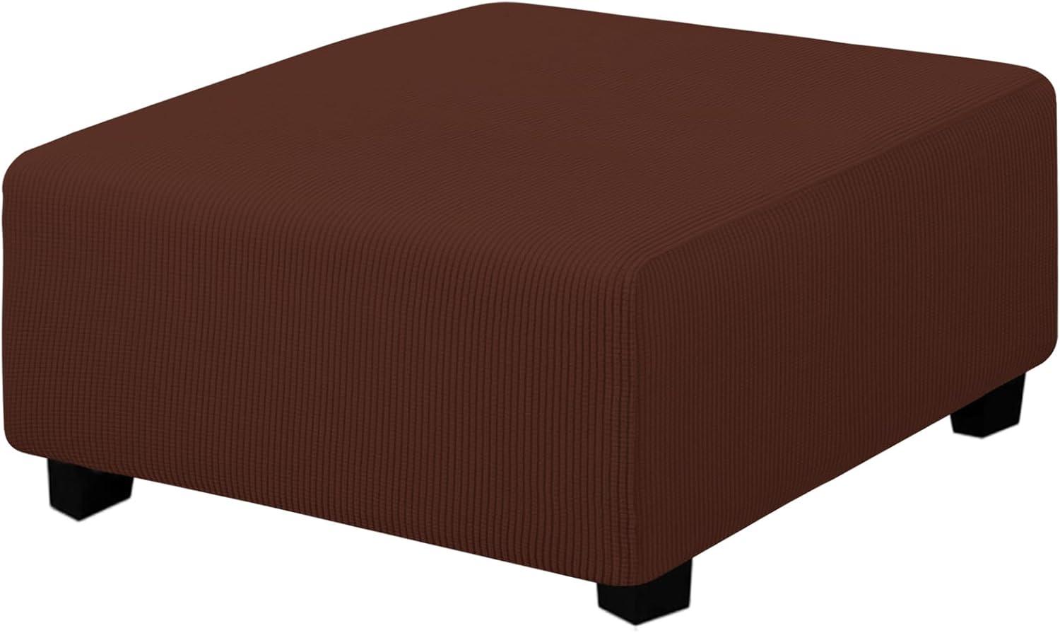 image:imageEasyGoing Stretch Ottoman Cover Length 2030in Folding Storage Stool Furniture Protector Soft Rectangle slipcover with Elastic BottomOttoman SmallDark GreyCoffee
