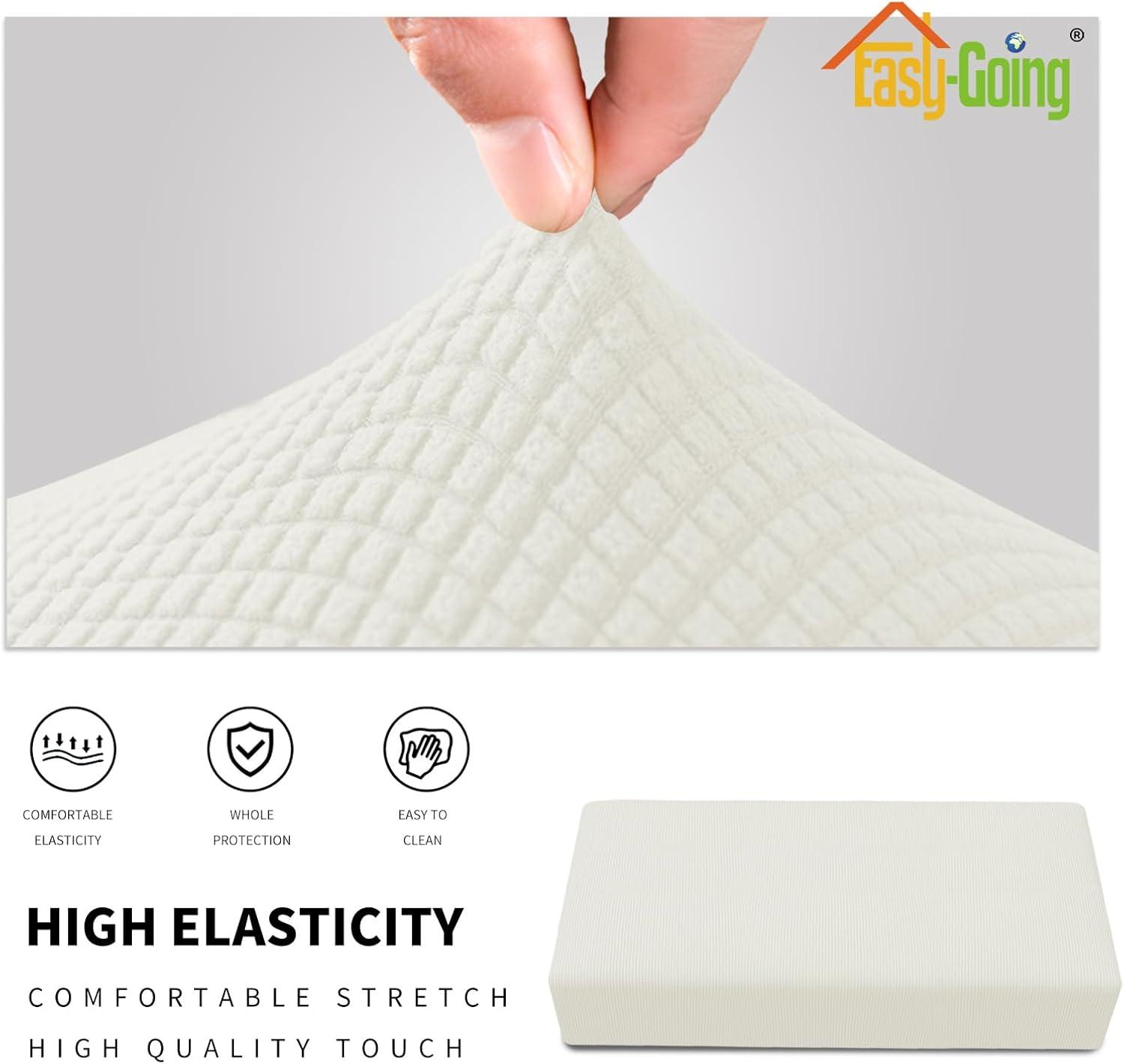 image:imageEasyGoing Stretch Ottoman Cover Length 2030in Folding Storage Stool Furniture Protector Soft Rectangle slipcover with Elastic BottomOttoman SmallDark GreyCream