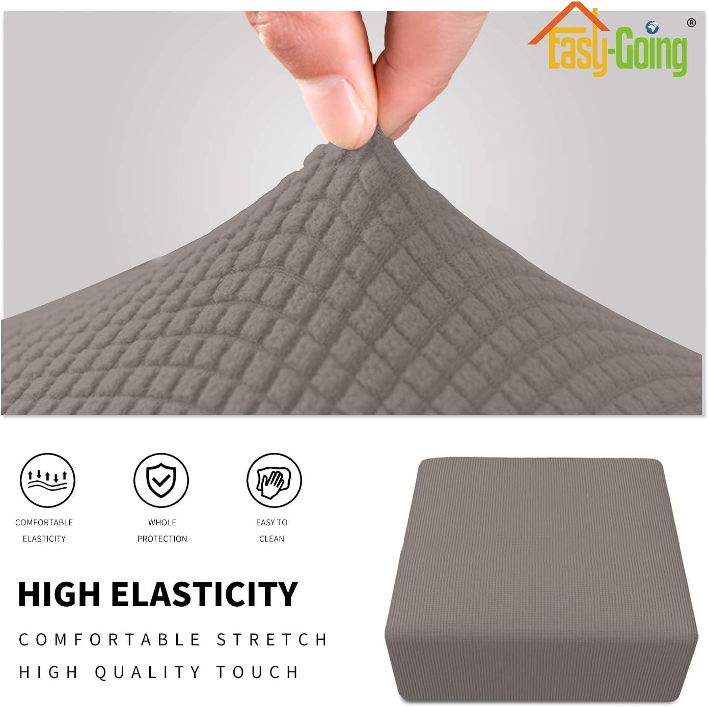 image:imageEasyGoing Stretch Ottoman Cover Length 2030in Folding Storage Stool Furniture Protector Soft Rectangle slipcover with Elastic BottomOttoman SmallDark GreyTaupe
