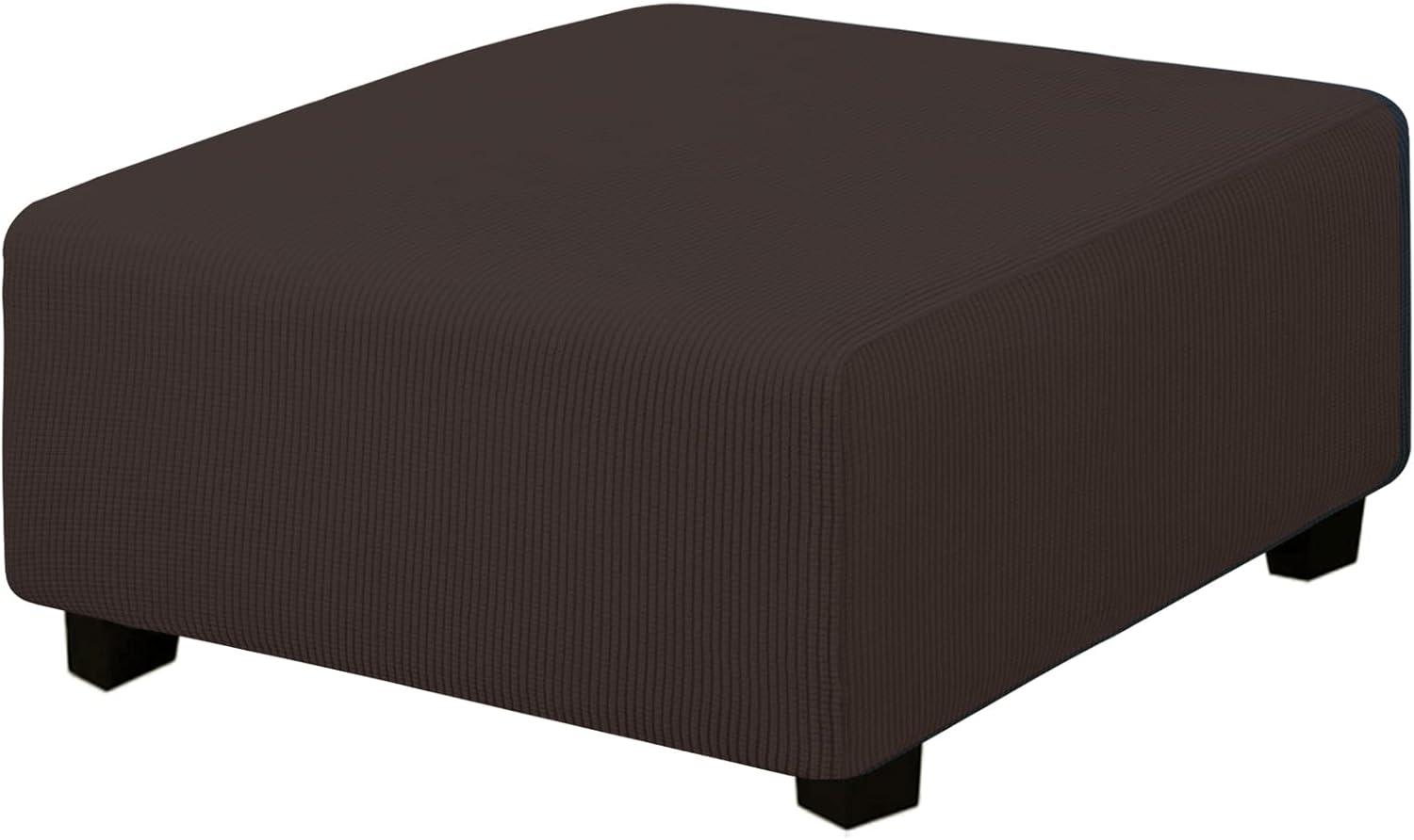 image:imageEasyGoing Stretch Ottoman Cover Length 2030in Folding Storage Stool Furniture Protector Soft Rectangle slipcover with Elastic BottomOttoman SmallDark GreyChocolate