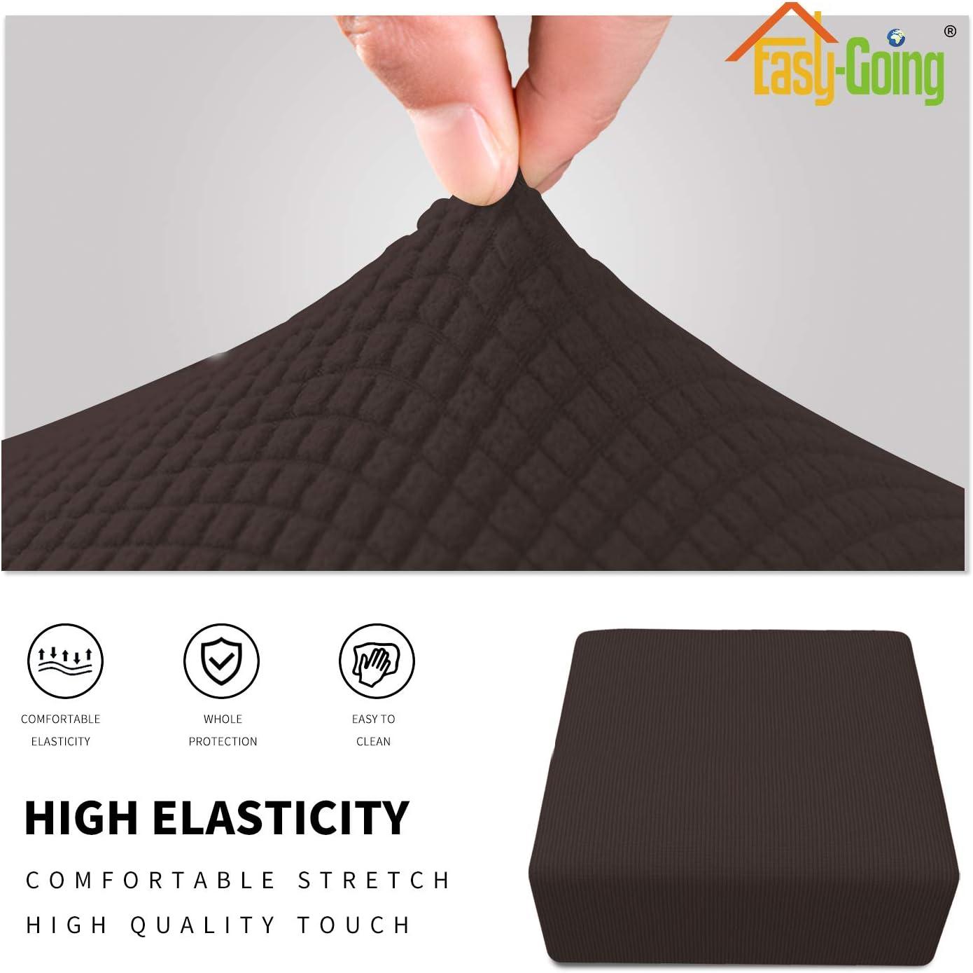 image:imageEasyGoing Stretch Ottoman Cover Length 2030in Folding Storage Stool Furniture Protector Soft Rectangle slipcover with Elastic BottomOttoman SmallDark GreyChocolate