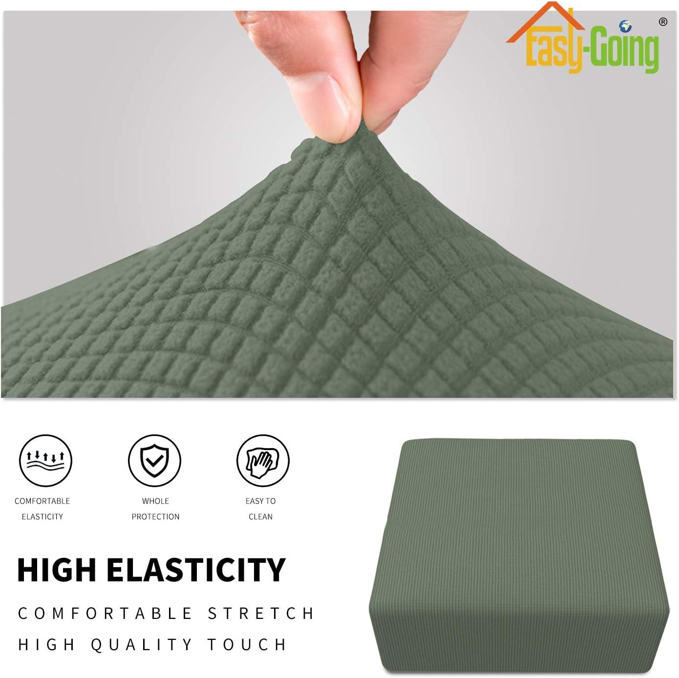 image:imageEasyGoing Stretch Ottoman Cover Length 2030in Folding Storage Stool Furniture Protector Soft Rectangle slipcover with Elastic BottomOttoman SmallDark GreyGreyish Green