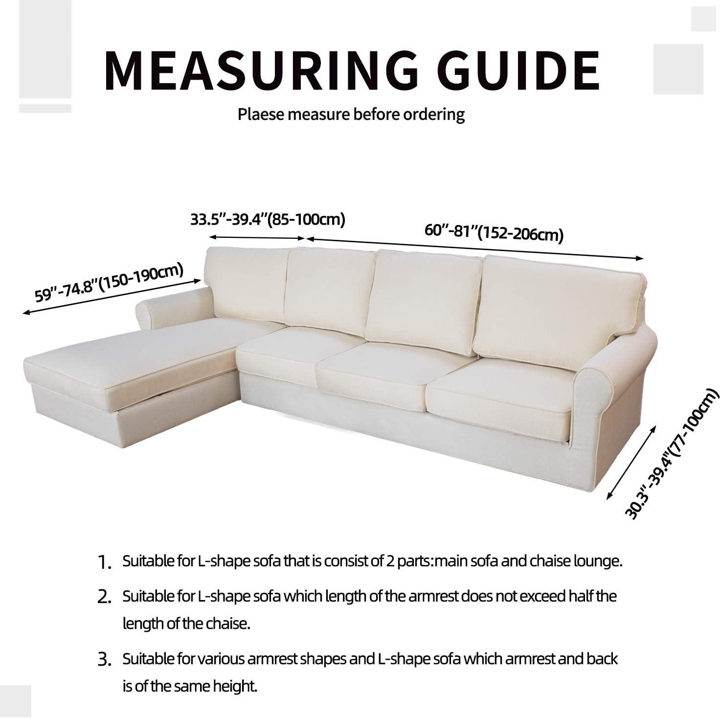 image:imageEasyGoing Stretch Sofa Slipcover 2 Pieces LShaped Sofa Cover Sectional Couch Cover for Living Room Jacquard Fabric Chaise Lounge Slipcover with Elastic Bottom for Dogs Kids PetsLargeChocolatePeacock Blue