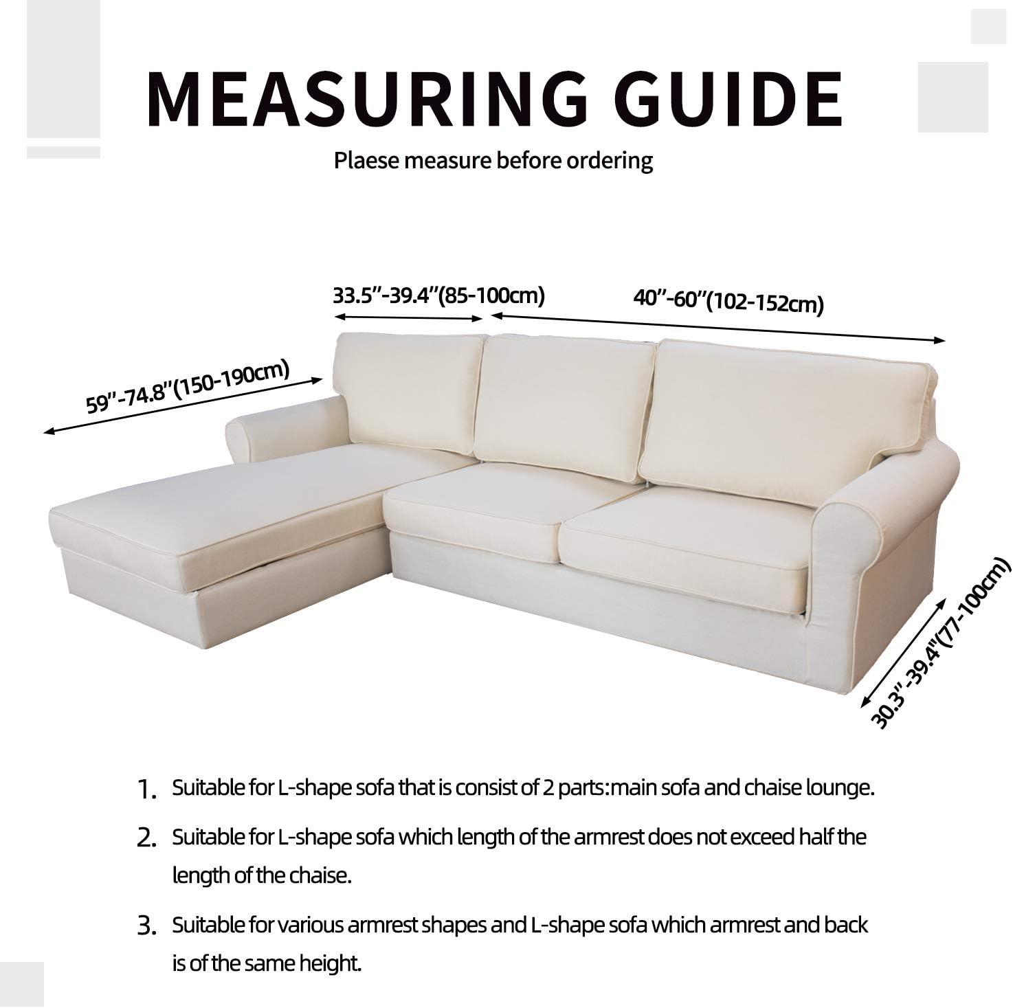image:imageEasyGoing Stretch Sofa Slipcover 2 Pieces LShaped Sofa Cover Sectional Couch Cover for Living Room Jacquard Fabric Chaise Lounge Slipcover with Elastic Bottom for Dogs Kids PetsLargeChocolateLight Gray