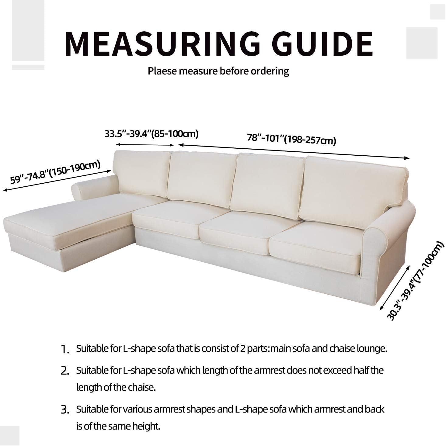 image:imageEasyGoing Stretch Sofa Slipcover 2 Pieces LShaped Sofa Cover Sectional Couch Cover for Living Room Jacquard Fabric Chaise Lounge Slipcover with Elastic Bottom for Dogs Kids PetsLargeChocolateChocolate