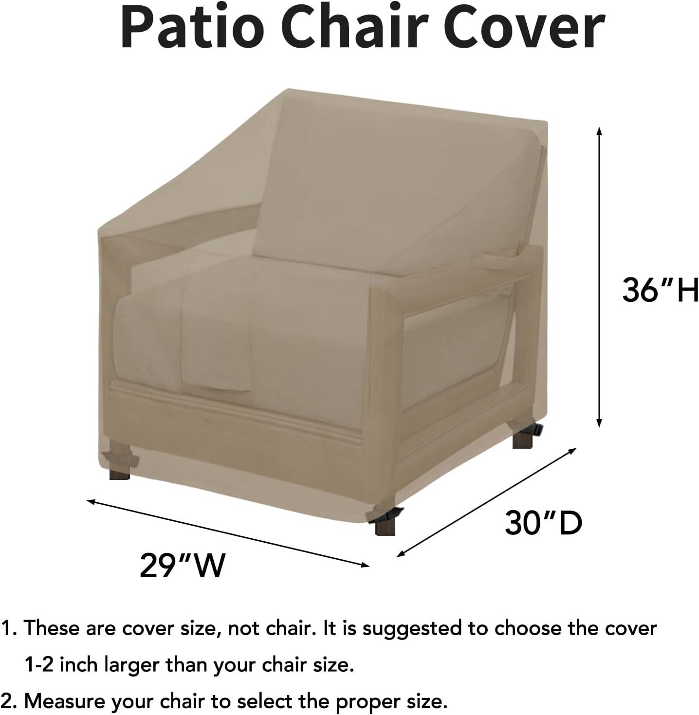 image:imageEasyGoing Waterproof Patio Chair Cover UV Resistant Outdoor Chair Cover Weatherproof Lawn Patio Furniture Cover with Tape Sealed Seam 2 Pack335Wx315Dx36H inch BlackCamel