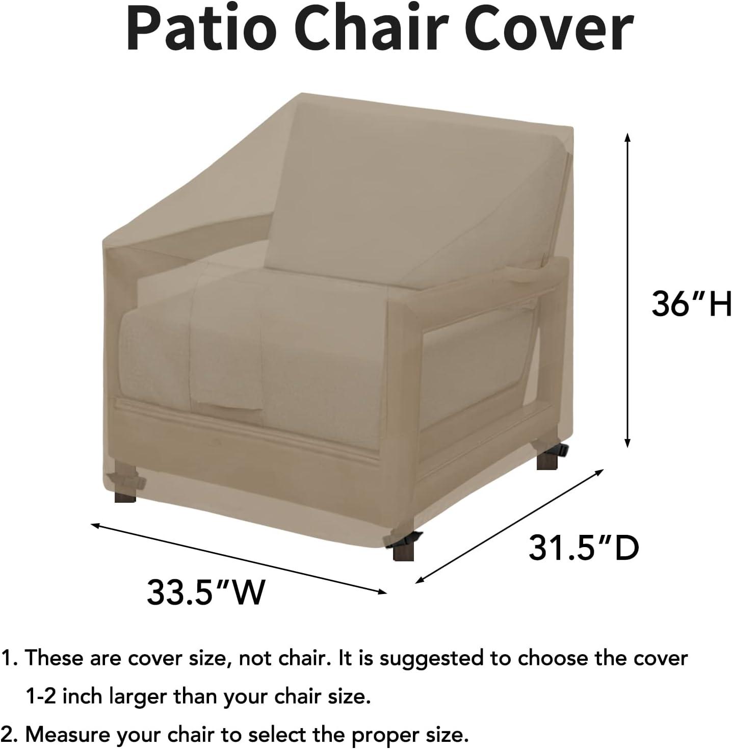 image:imageEasyGoing Waterproof Patio Chair Cover UV Resistant Outdoor Chair Cover Weatherproof Lawn Patio Furniture Cover with Tape Sealed Seam 2 Pack335Wx315Dx36H inch BlackCamel