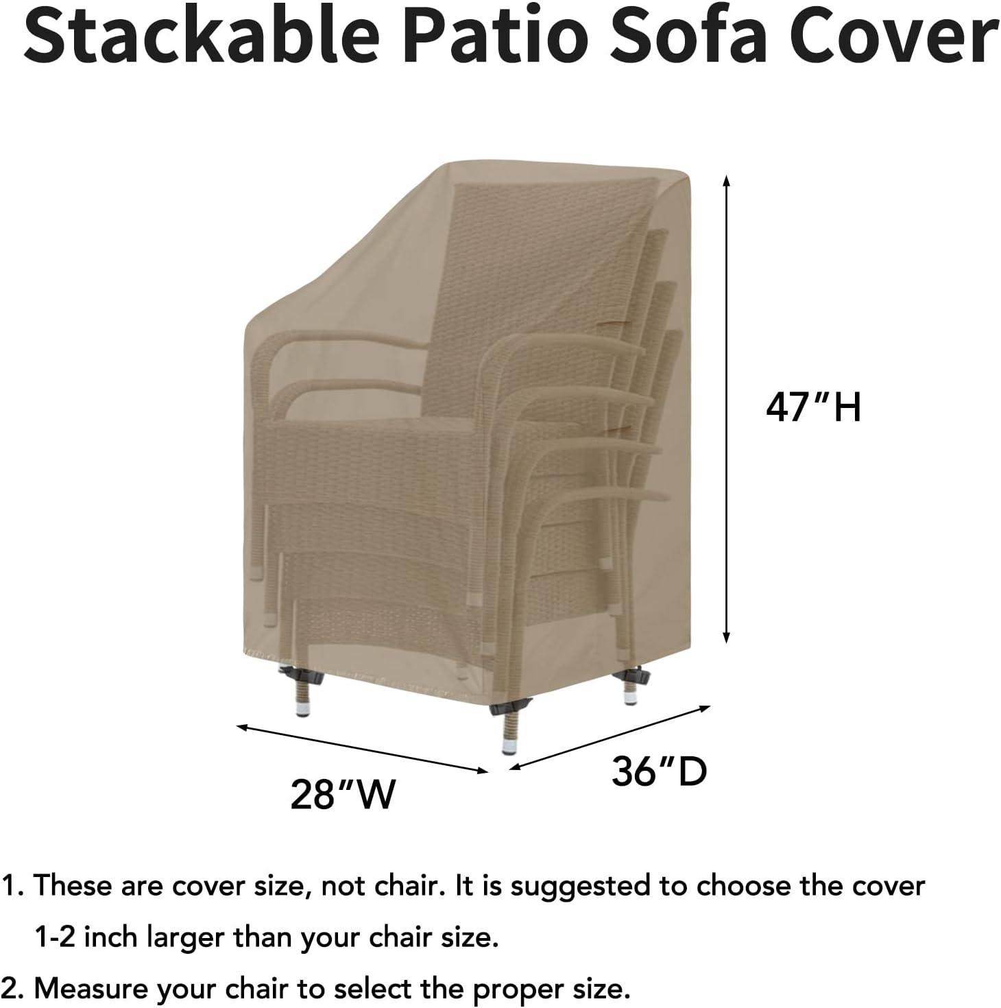 image:imageEasyGoing Waterproof Patio Chair Cover UV Resistant Outdoor Chair Cover Weatherproof Lawn Patio Furniture Cover with Tape Sealed Seam 2 Pack335Wx315Dx36H inch BlackCamel