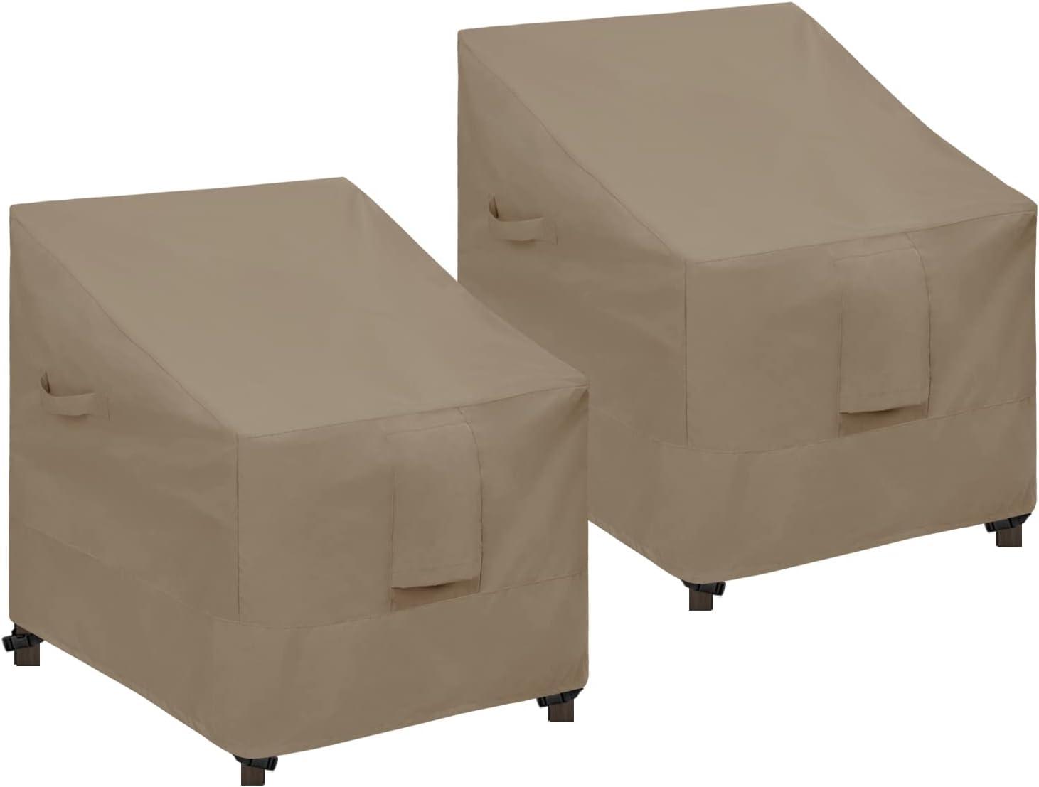 image:imageEasyGoing Waterproof Patio Chair Cover UV Resistant Outdoor Chair Cover Weatherproof Lawn Patio Furniture Cover with Tape Sealed Seam 2 Pack335Wx315Dx36H inch BlackCamel