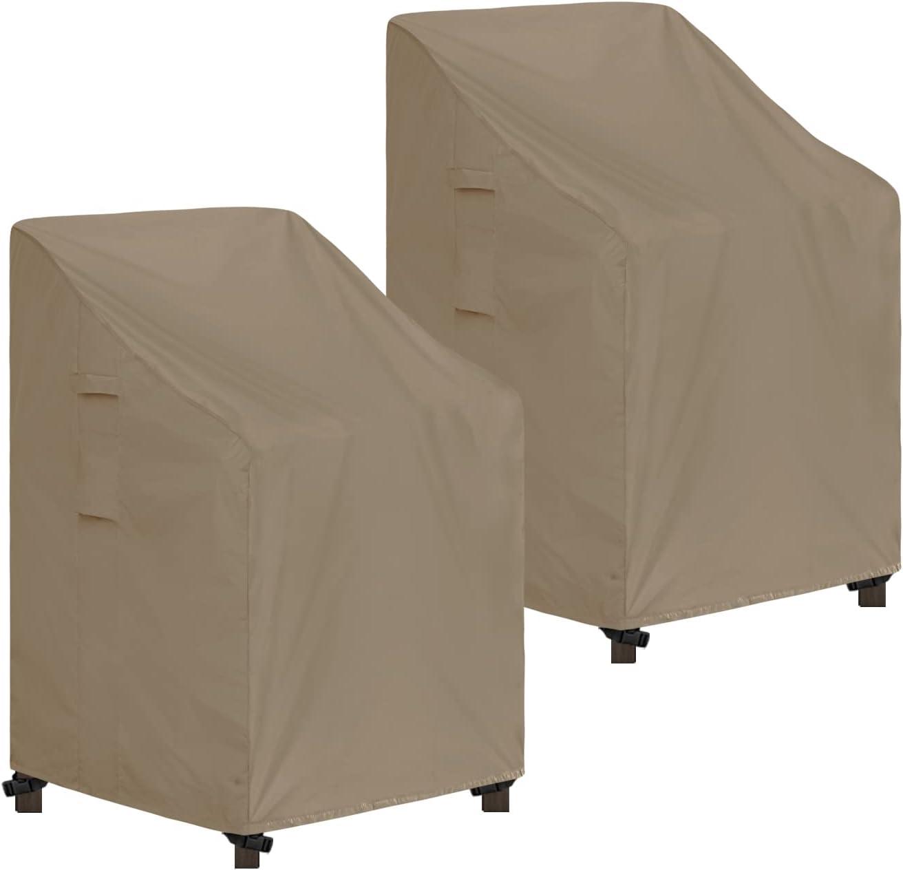 image:imageEasyGoing Waterproof Patio Chair Cover UV Resistant Outdoor Chair Cover Weatherproof Lawn Patio Furniture Cover with Tape Sealed Seam 2 Pack335Wx315Dx36H inch BlackCamel