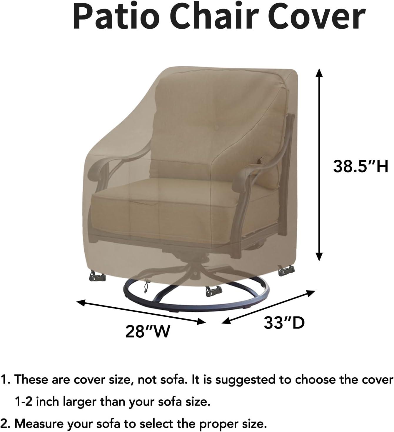 image:imageEasyGoing Waterproof Patio Chair Cover UV Resistant Outdoor Chair Cover Weatherproof Lawn Patio Furniture Cover with Tape Sealed Seam 2 Pack335Wx315Dx36H inch BlackCamel