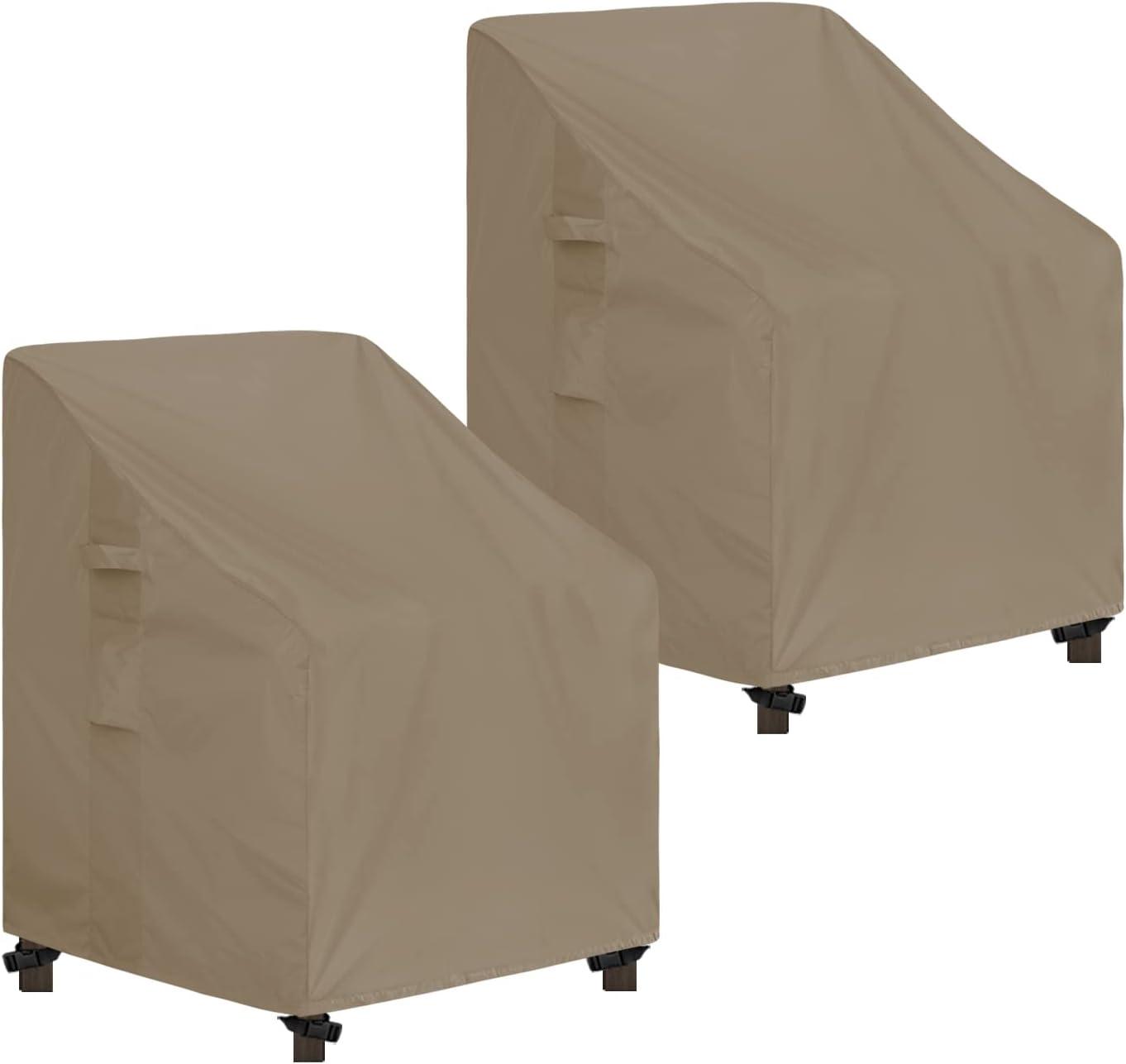 image:imageEasyGoing Waterproof Patio Chair Cover UV Resistant Outdoor Chair Cover Weatherproof Lawn Patio Furniture Cover with Tape Sealed Seam 2 Pack335Wx315Dx36H inch BlackCamel