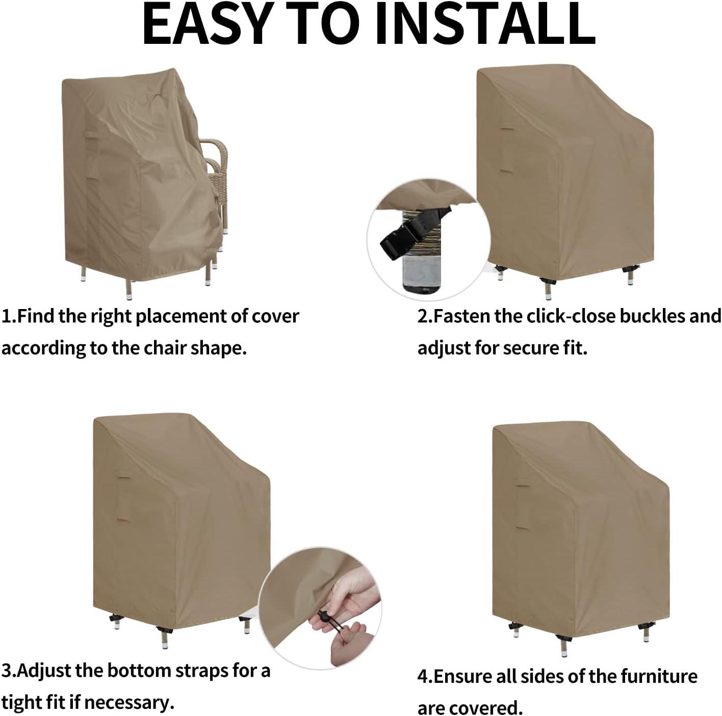 image:imageEasyGoing Waterproof Patio Chair Cover UV Resistant Outdoor Chair Cover Weatherproof Lawn Patio Furniture Cover with Tape Sealed Seam 2 Pack335Wx315Dx36H inch BlackCamel