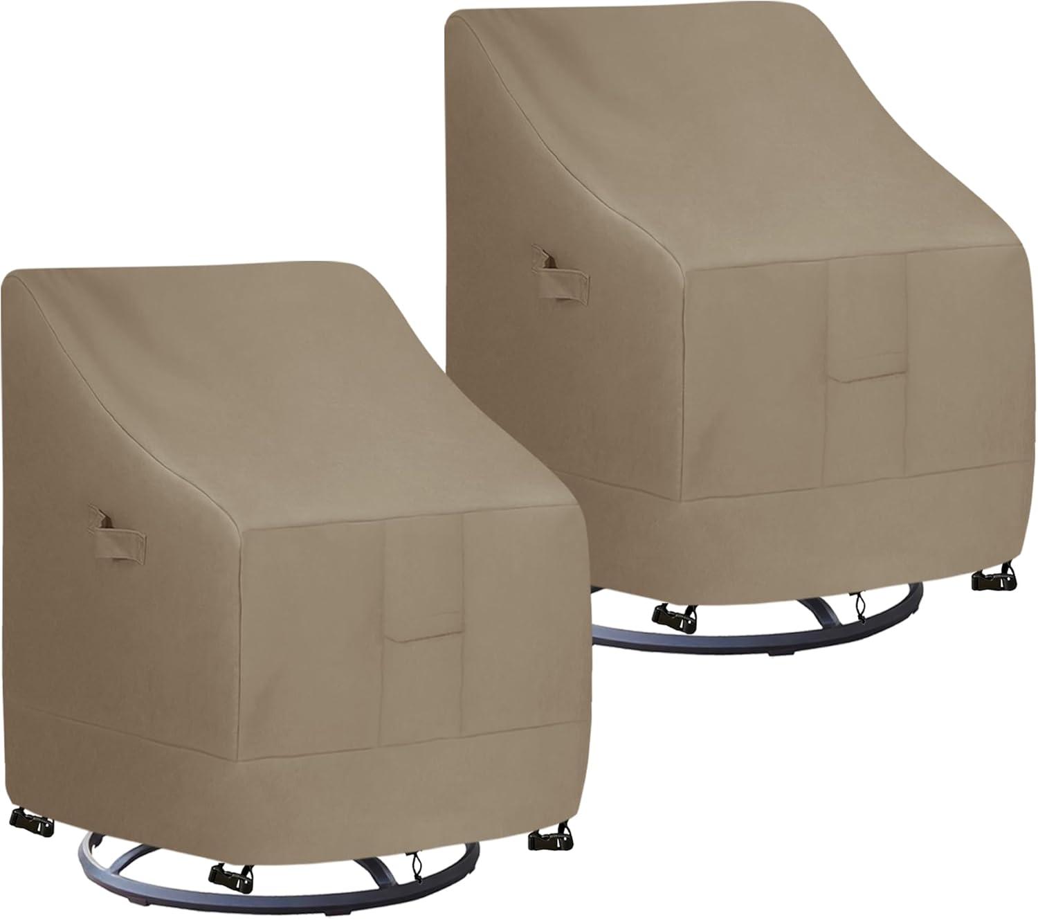 image:imageEasyGoing Waterproof Patio Chair Cover UV Resistant Outdoor Chair Cover Weatherproof Lawn Patio Furniture Cover with Tape Sealed Seam 2 Pack335Wx315Dx36H inch BlackCamel