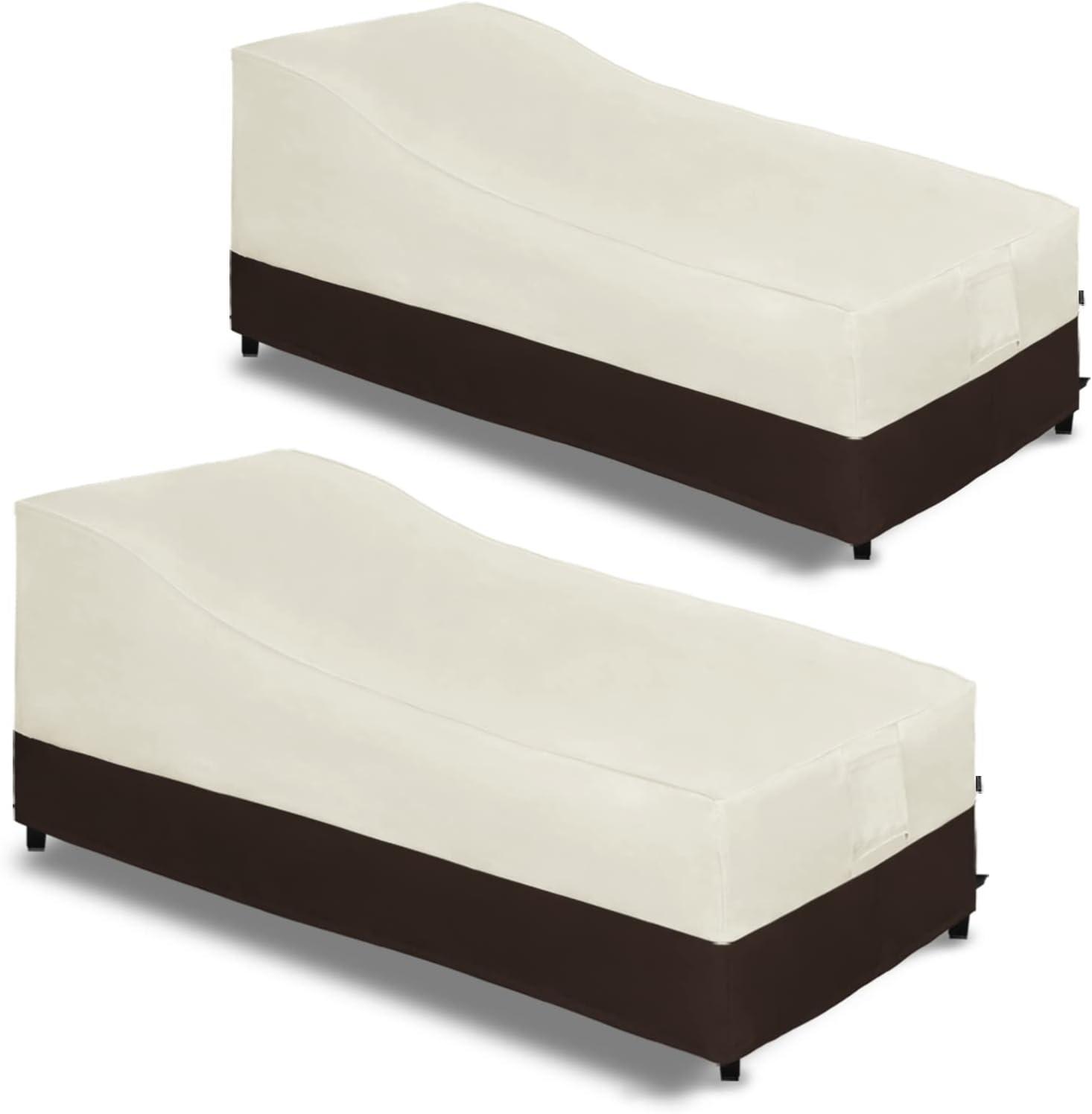 image:imageEasyGoing Waterproof Patio Lounge Chair Cover UV Resistant Outdoor Chaise Lounge Covers with Tape Sealed Seam1 Pack78Wx355Dx33H inch BlackBeigeDark Brown