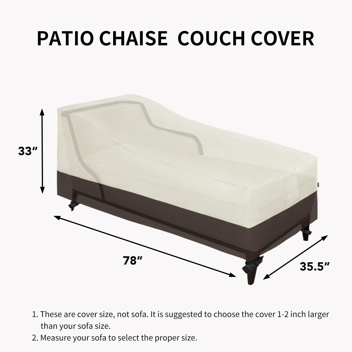 image:imageEasyGoing Waterproof Patio Lounge Chair Cover UV Resistant Outdoor Chaise Lounge Covers with Tape Sealed Seam1 Pack78Wx355Dx33H inch BlackBeigeDark Brown