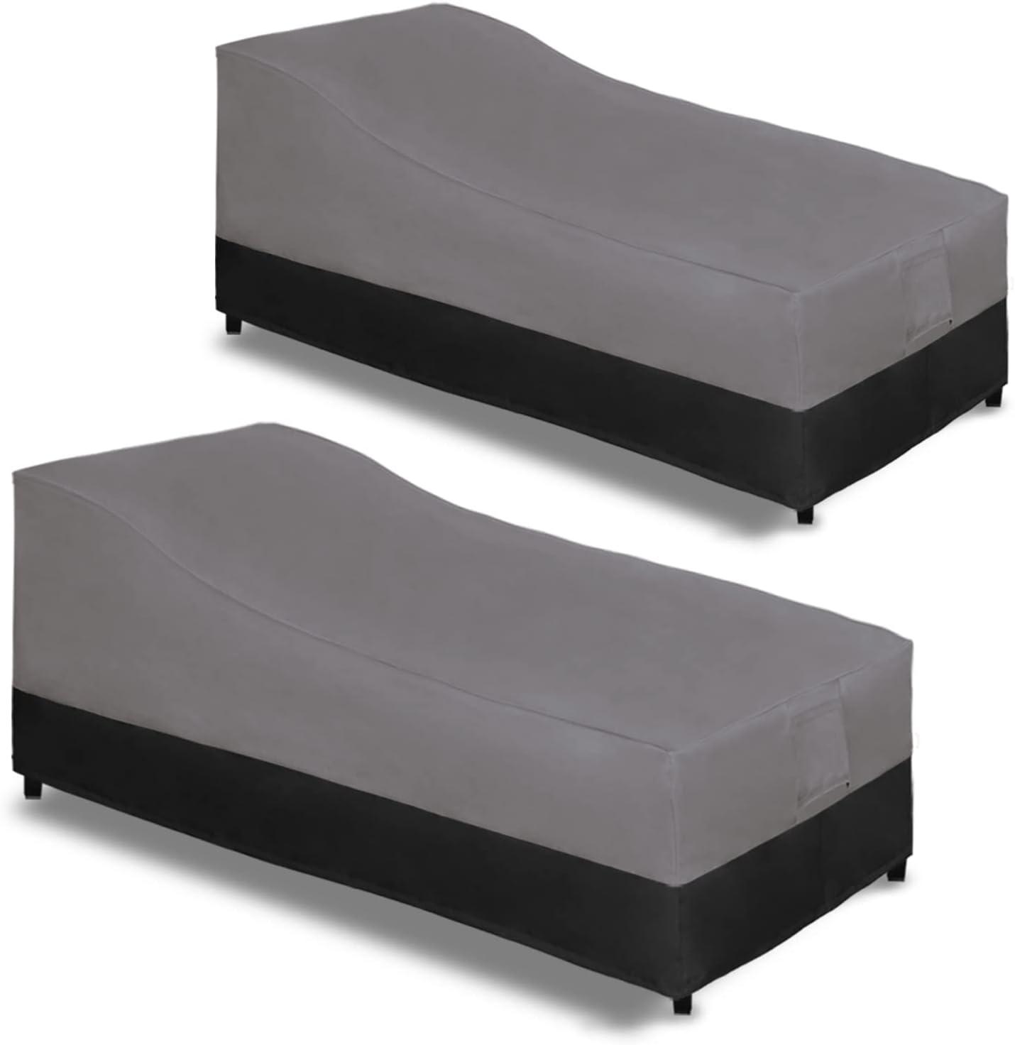 image:imageEasyGoing Waterproof Patio Lounge Chair Cover UV Resistant Outdoor Chaise Lounge Covers with Tape Sealed Seam1 Pack78Wx355Dx33H inch BlackGrayBlack