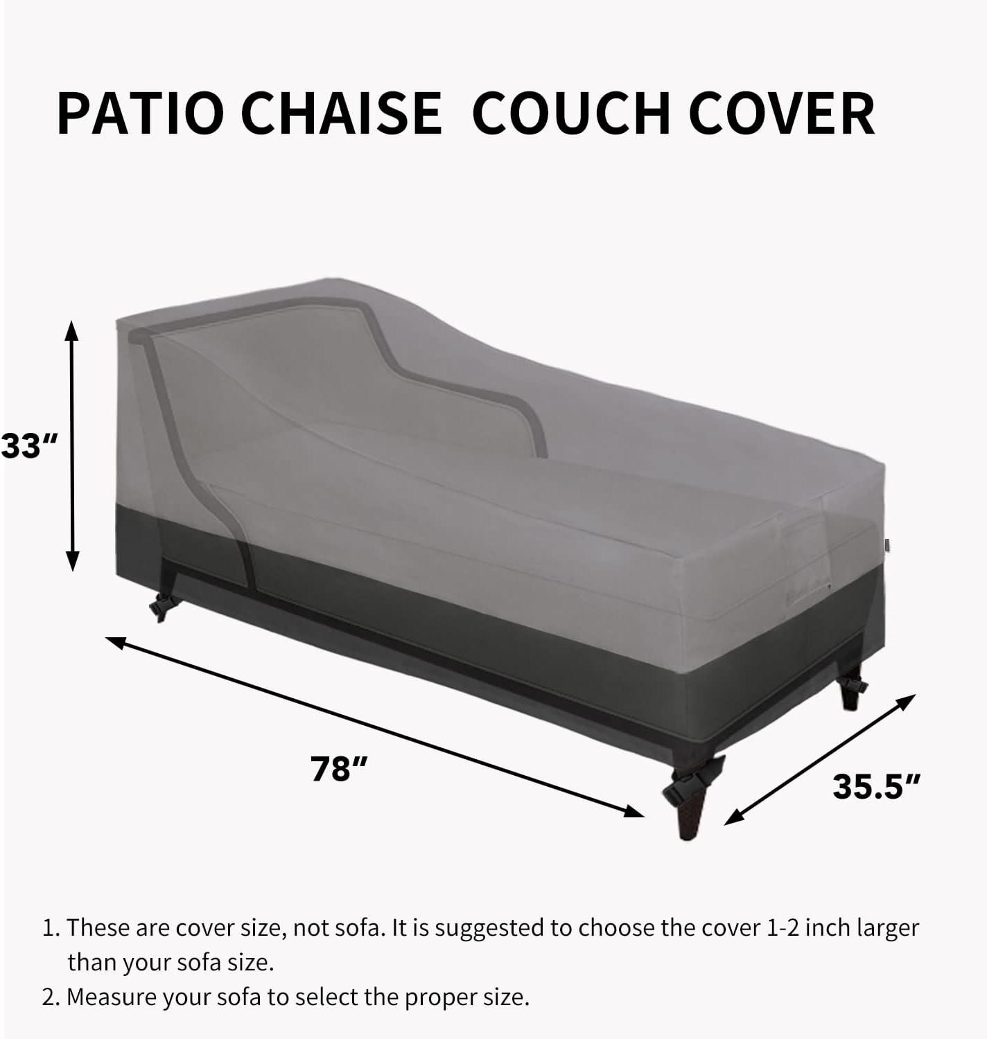 image:imageEasyGoing Waterproof Patio Lounge Chair Cover UV Resistant Outdoor Chaise Lounge Covers with Tape Sealed Seam1 Pack78Wx355Dx33H inch BlackGrayBlack