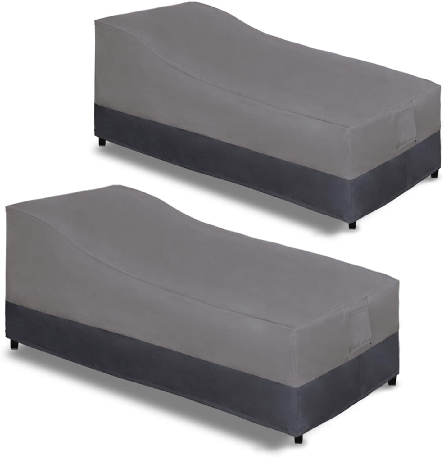 image:imageEasyGoing Waterproof Patio Lounge Chair Cover UV Resistant Outdoor Chaise Lounge Covers with Tape Sealed Seam1 Pack78Wx355Dx33H inch BlackGrayDark Gray