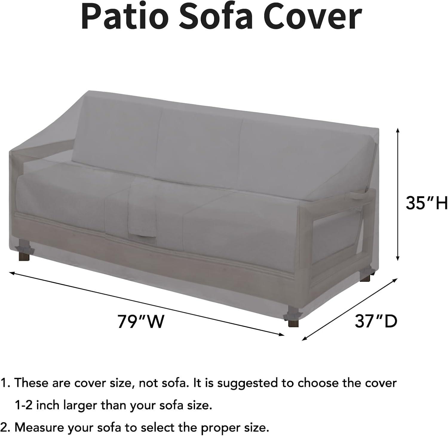 image:imageEasyGoing Waterproof Patio Sofa Cover UV Resistant 3 Seater Outdoor Sofa Cover Weatherproof Lawn Patio Furniture Cover with Tape Sealed Seam 79Wx37Dx35H inch BlackGrey