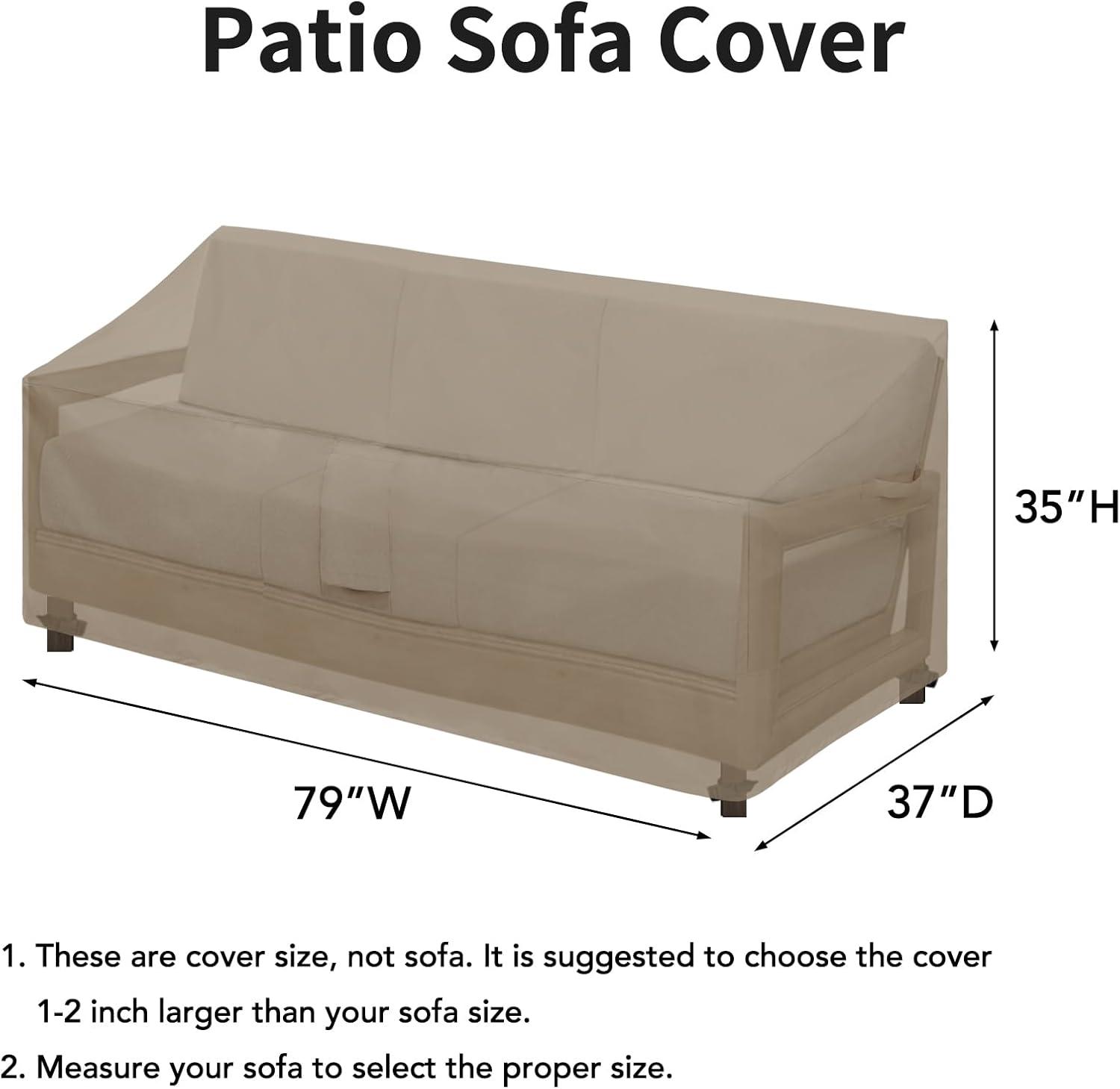image:imageEasyGoing Waterproof Patio Sofa Cover UV Resistant 3 Seater Outdoor Sofa Cover Weatherproof Lawn Patio Furniture Cover with Tape Sealed Seam 79Wx37Dx35H inch BlackCamel