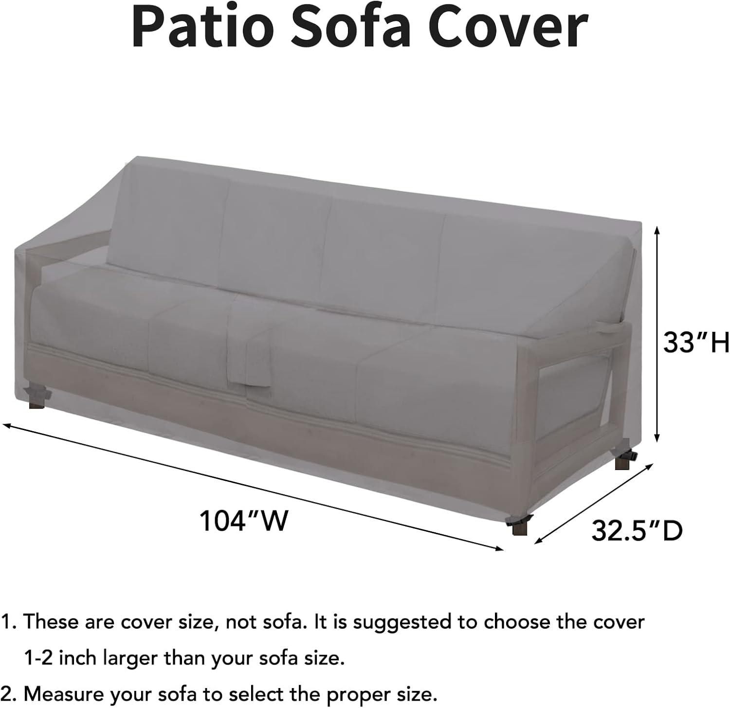 image:imageEasyGoing Waterproof Patio Sofa Cover UV Resistant 3 Seater Outdoor Sofa Cover Weatherproof Lawn Patio Furniture Cover with Tape Sealed Seam 79Wx37Dx35H inch BlackGrey