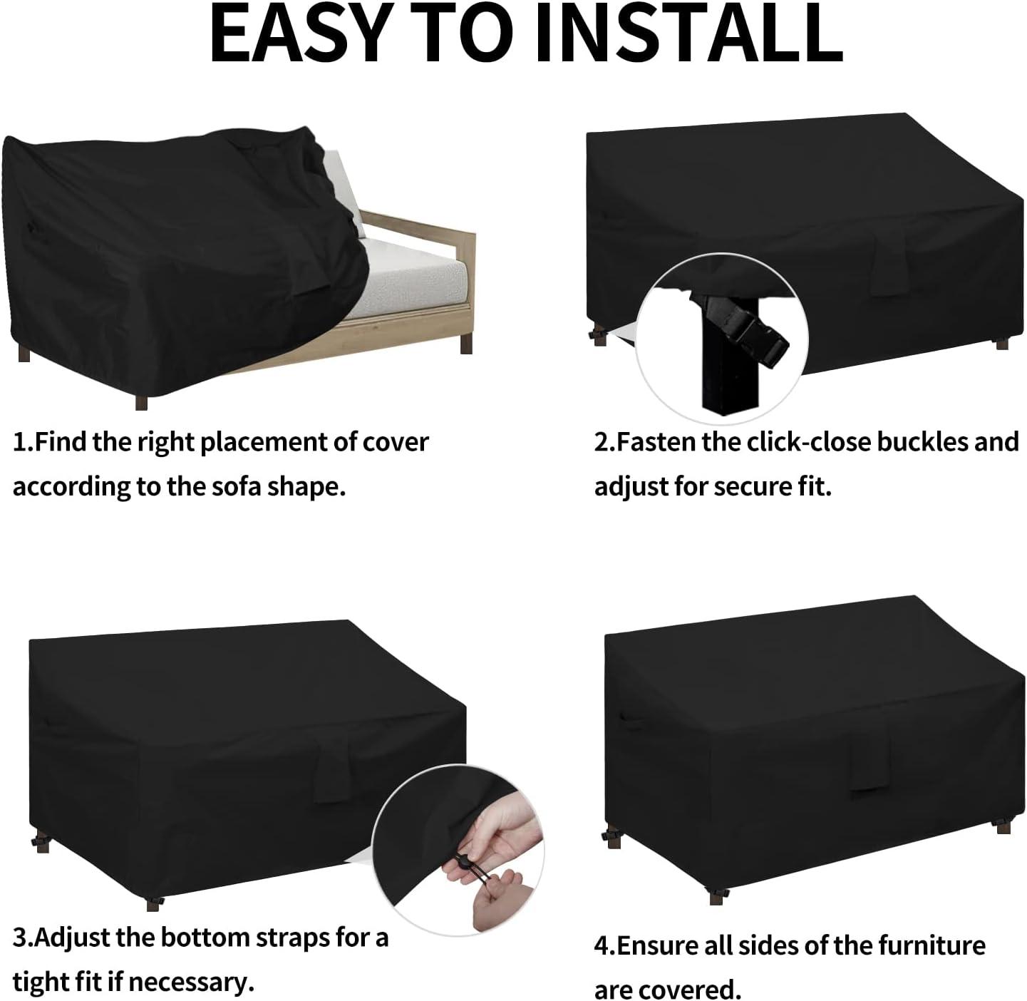 image:imageEasyGoing Waterproof Patio Sofa Cover UV Resistant 3 Seater Outdoor Sofa Cover Weatherproof Lawn Patio Furniture Cover with Tape Sealed Seam 79Wx37Dx35H inch BlackBlack