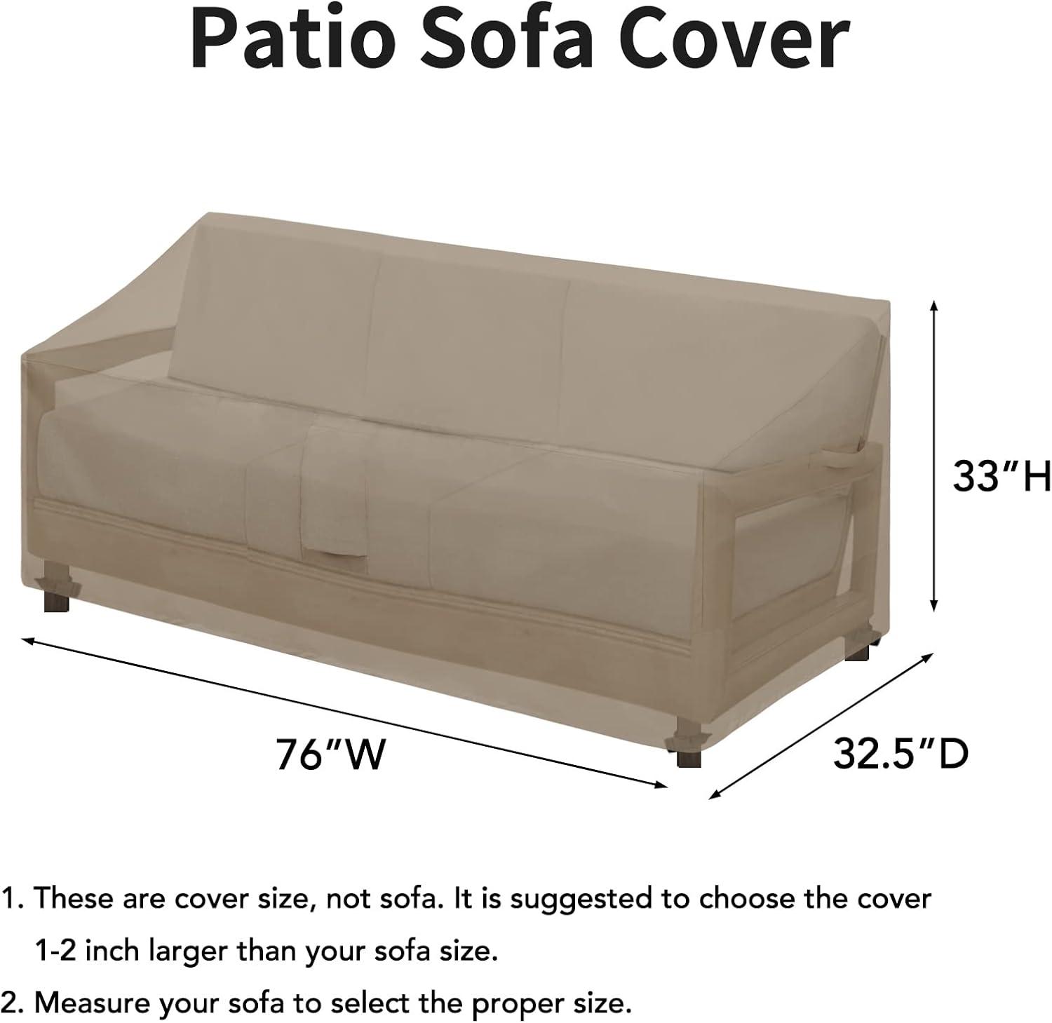 image:imageEasyGoing Waterproof Patio Sofa Cover UV Resistant 3 Seater Outdoor Sofa Cover Weatherproof Lawn Patio Furniture Cover with Tape Sealed Seam 79Wx37Dx35H inch BlackCamel