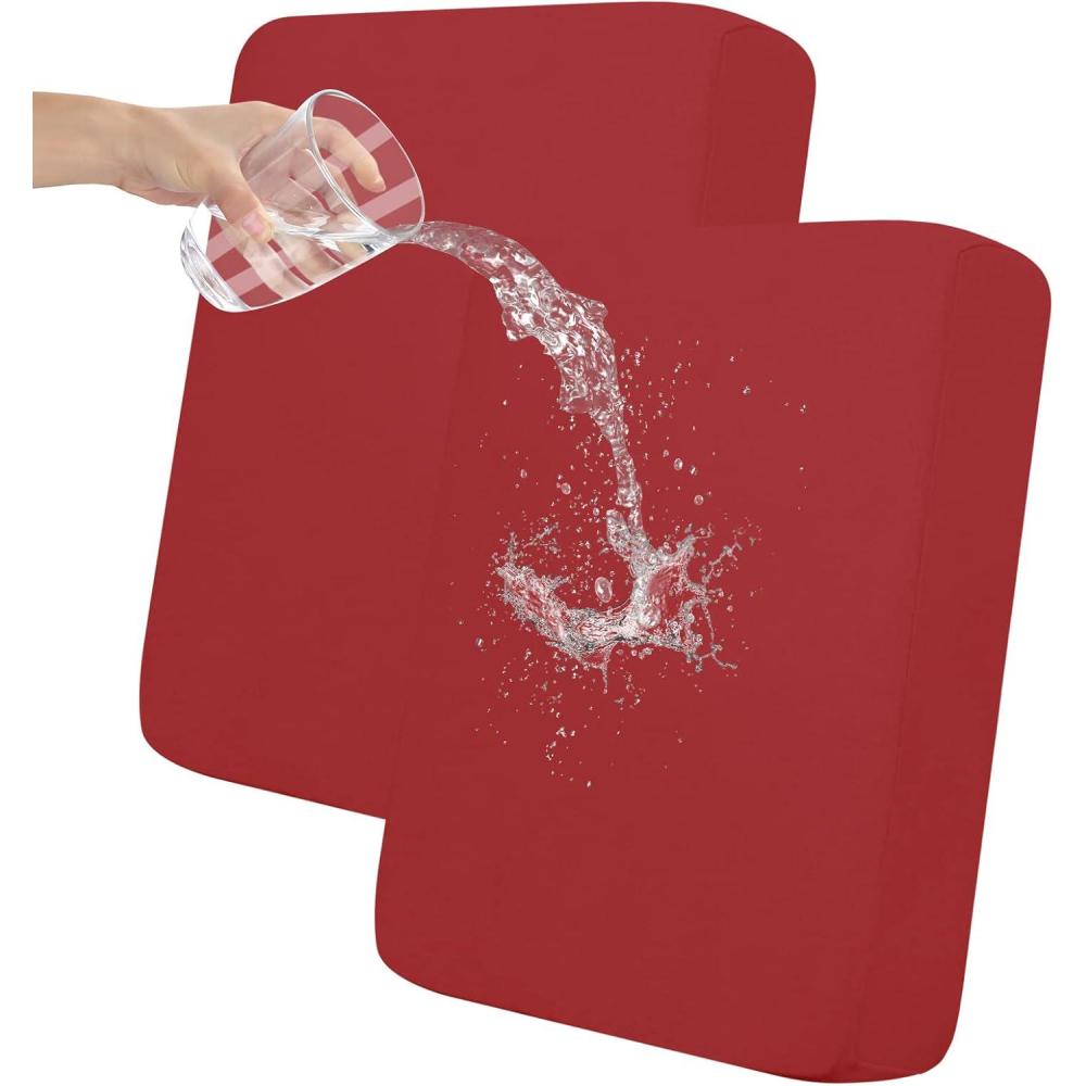 image:imageEasyGoing 100 Waterproof 4 Pieces Couch Cushion Covers for Sectional Sofa LeftRight L Shape Chaise Lounge Sofa Seat slipcover AntiSlip Sofa Cover 3 Seater 1 Chaise Dark GrayChristmas Red